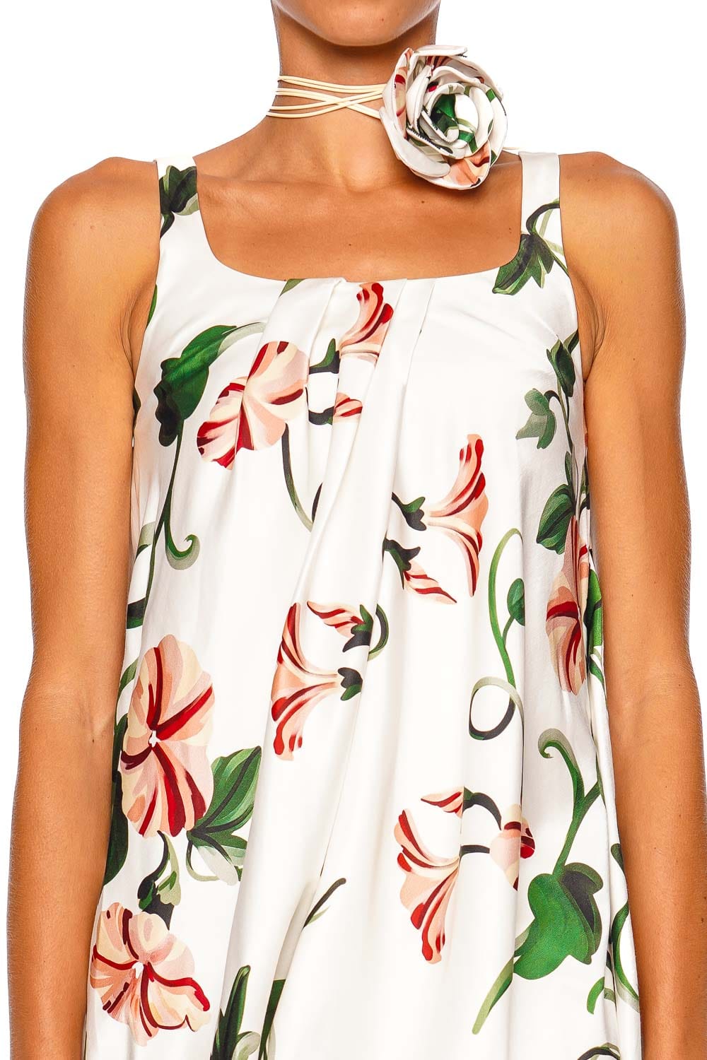 LEO LIN Suki Puff Vine Print Sleeveless Mini Dress