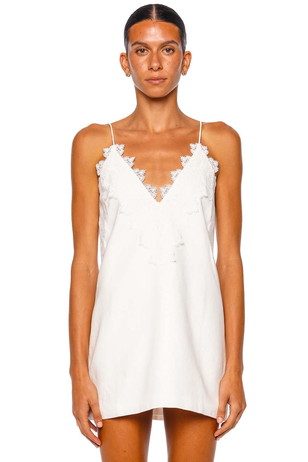 Shona Joy Toile Lace Ivory Strappy Mini Dress