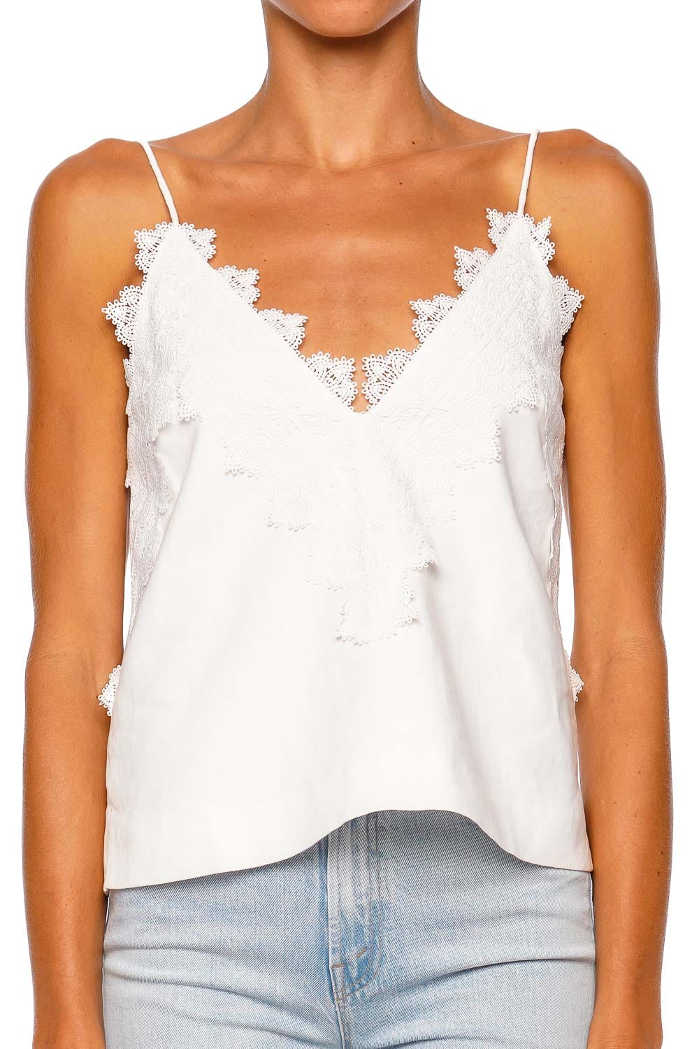 Shona Joy Toile Lace Cami Ivory Strappy Lace Trim Top