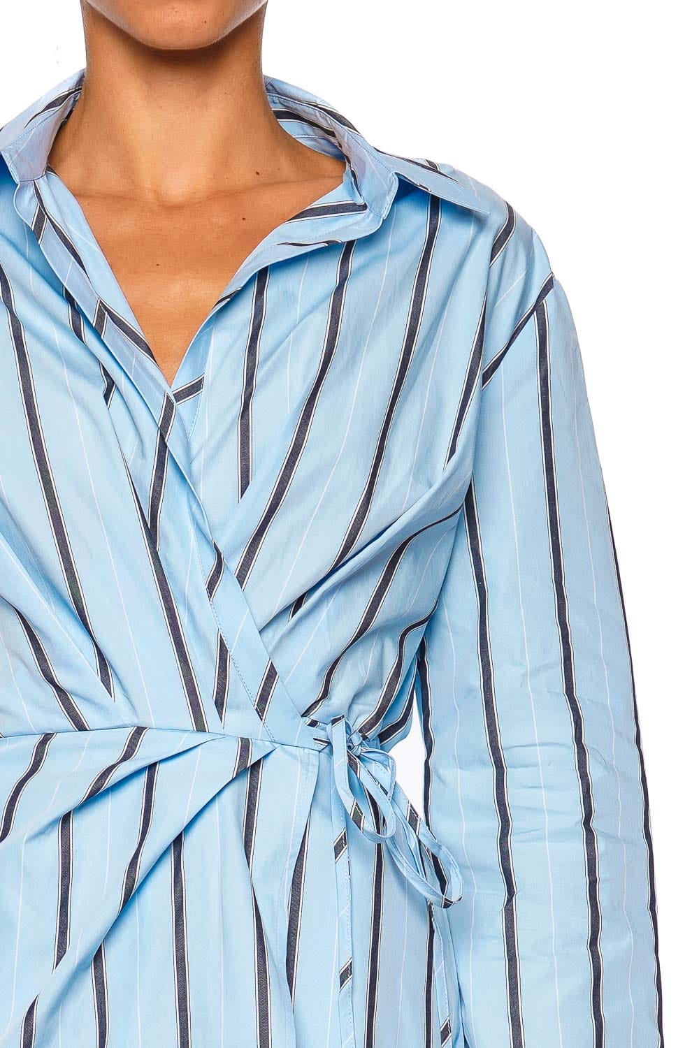 Shona Joy Saxon Draped Shirt Mini Dress 1261379 BATHER STRIPE