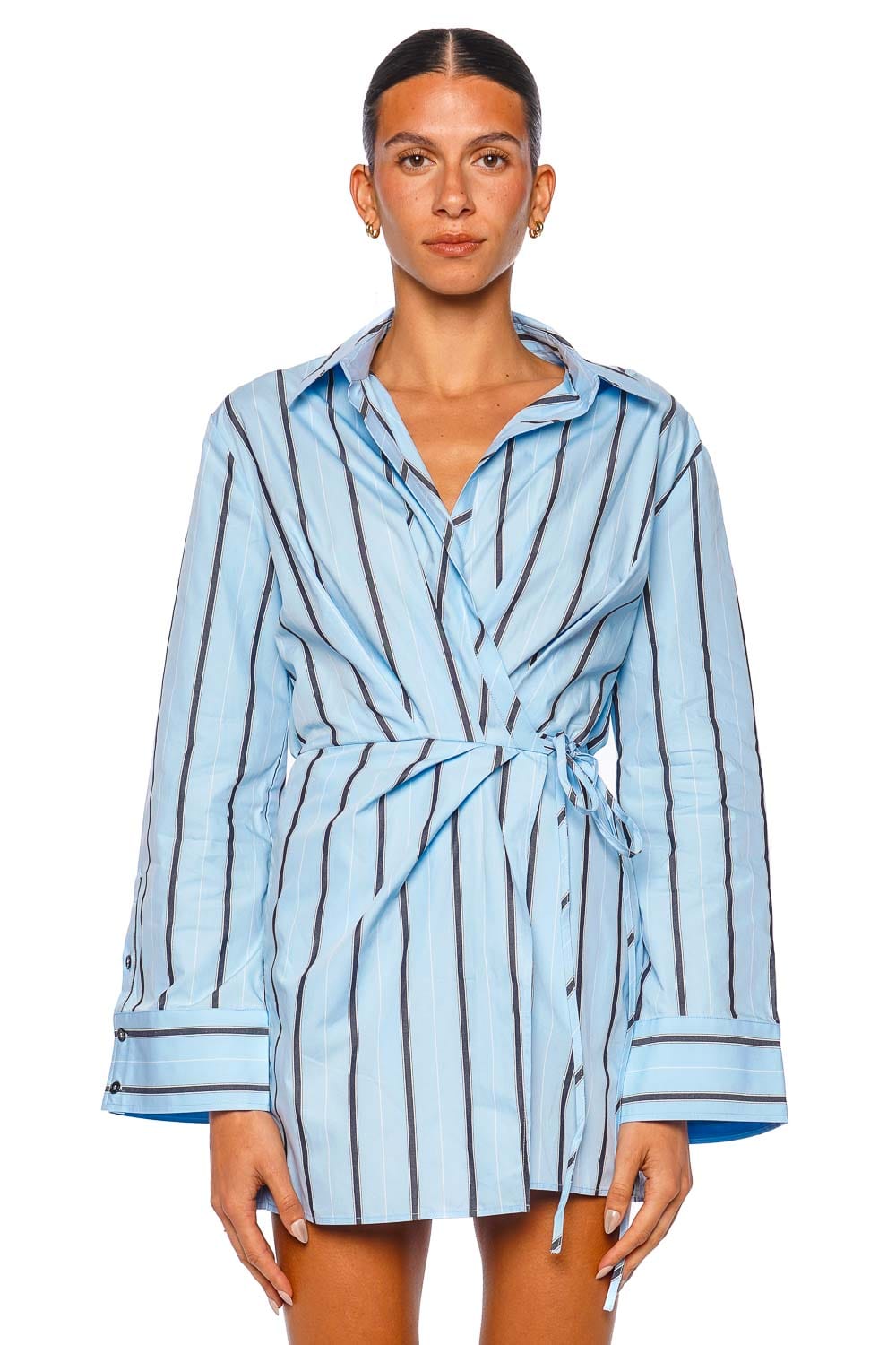 Shona Joy Saxon Draped Shirt Mini Dress 1261379 BATHER STRIPE