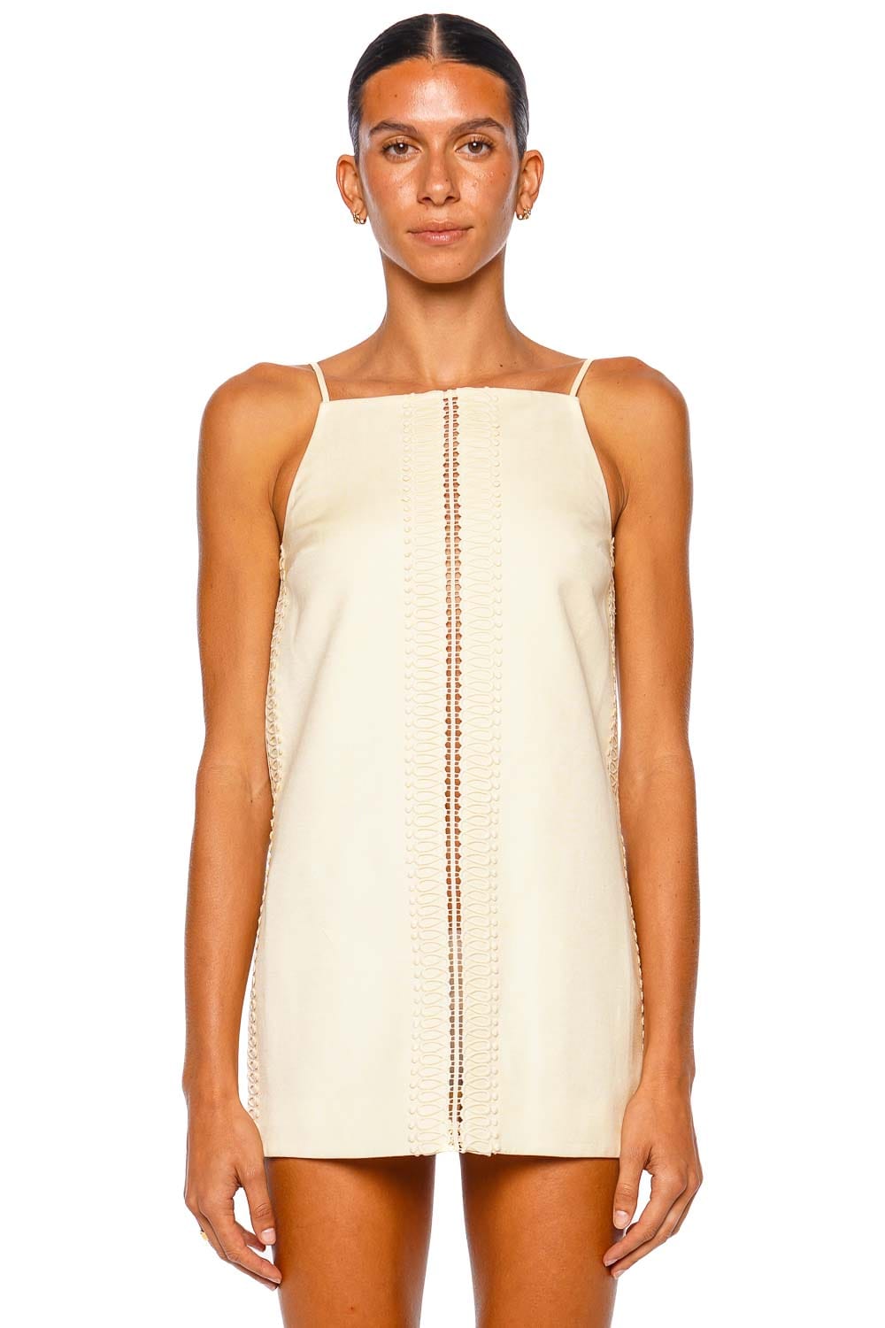 Shona Joy Wright Lace Square Neck Mini Dress Cream Strappy Mini Dress