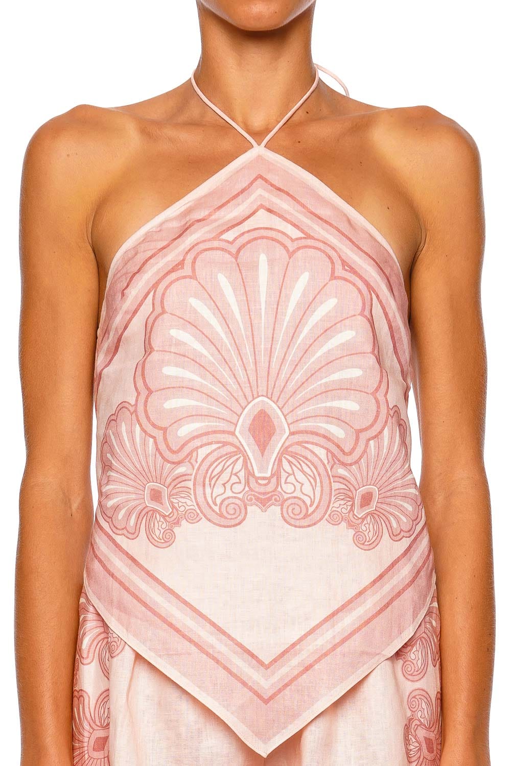 Shani Shemer Rosa Pink Shell Print Halter Top