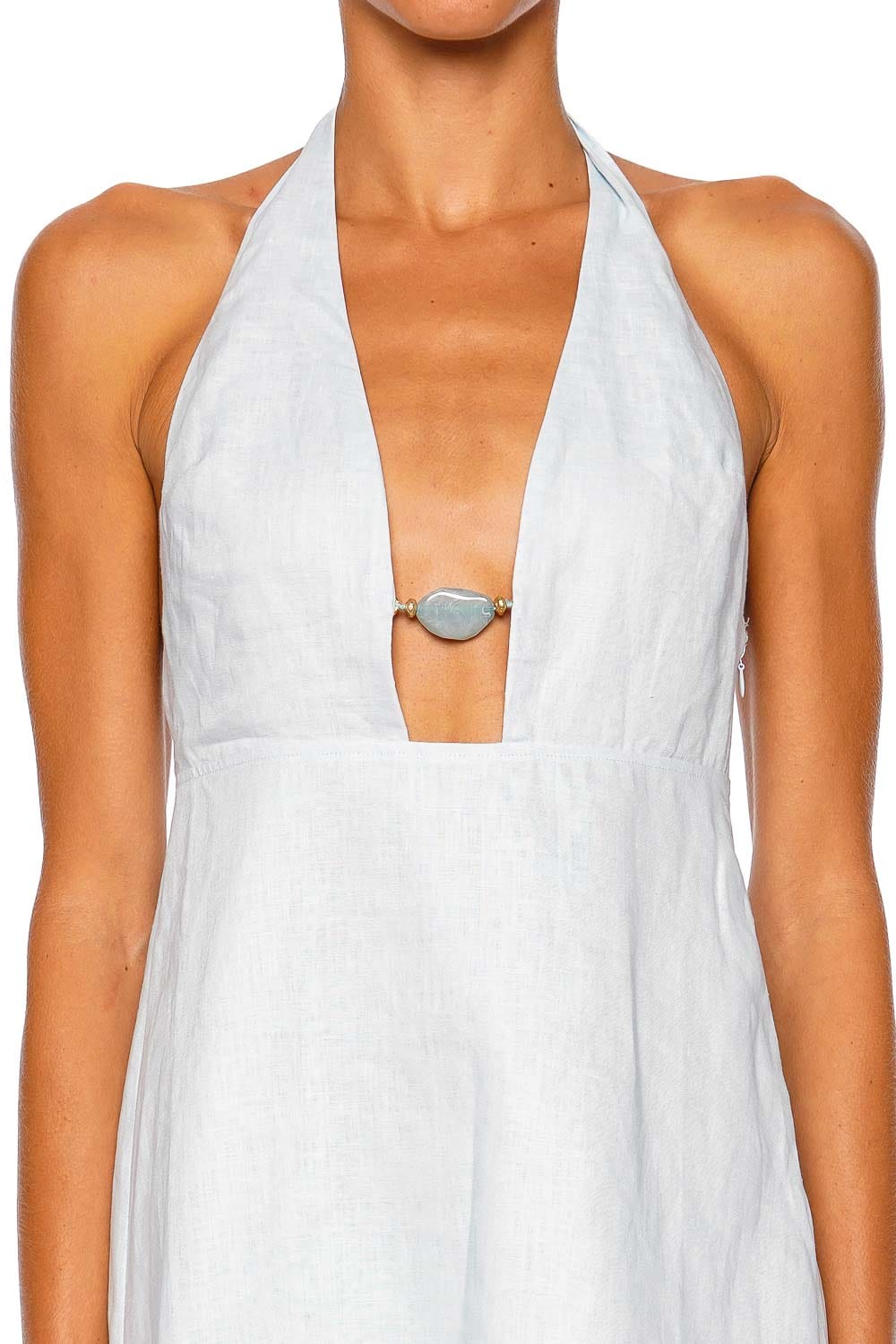 Shani Shemer Rae Aqua Blue Halter Mini Dress