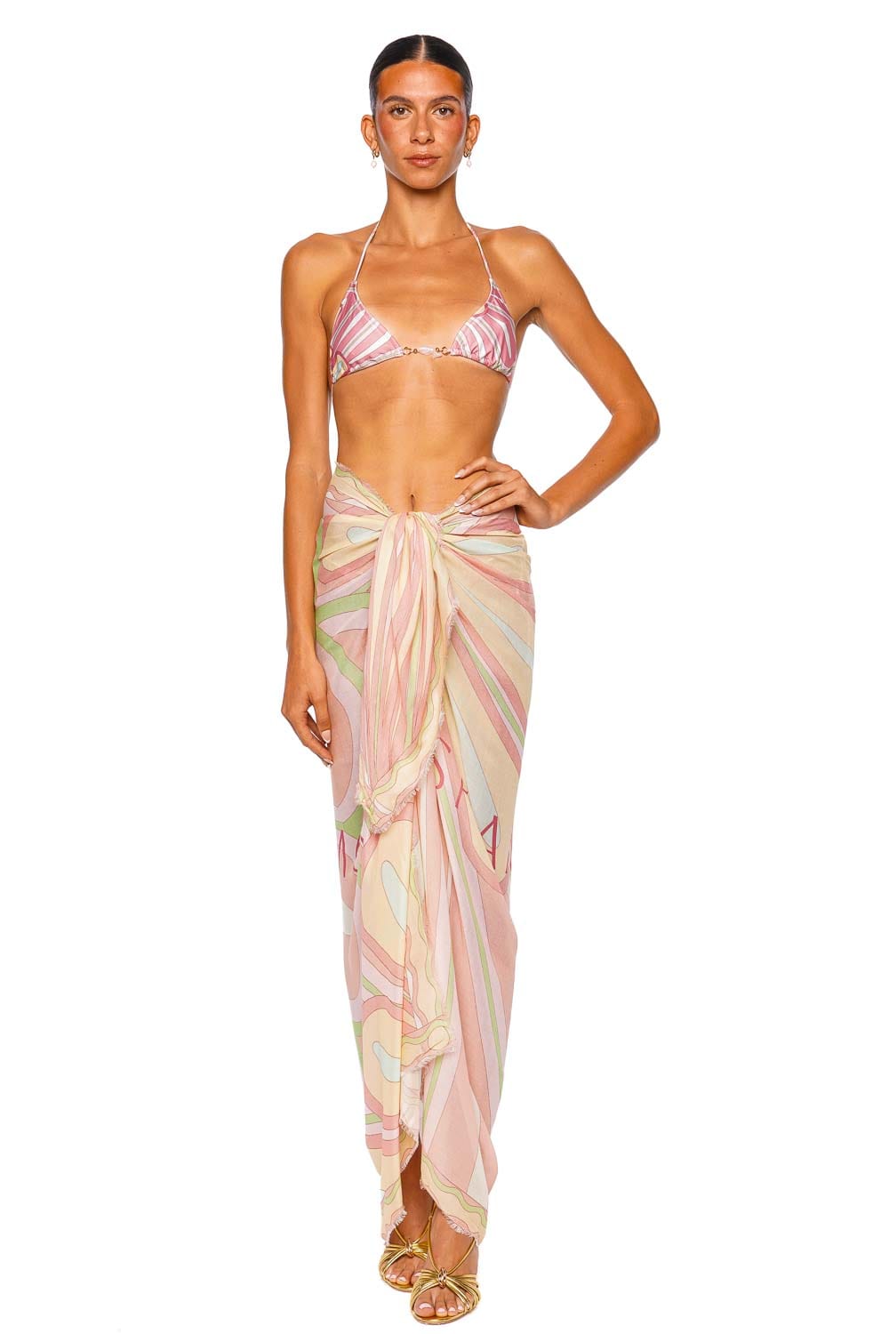 Shani Shemer Pink Flower Print Wrap Maxi Pareo