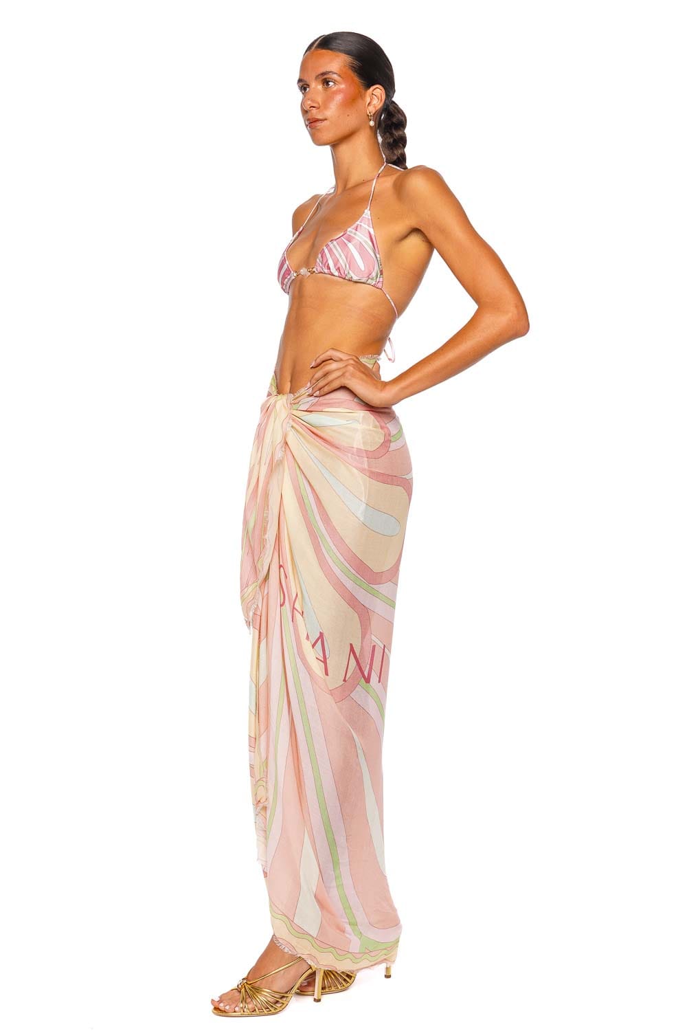 Shani Shemer Pink Flower Print Wrap Maxi Pareo