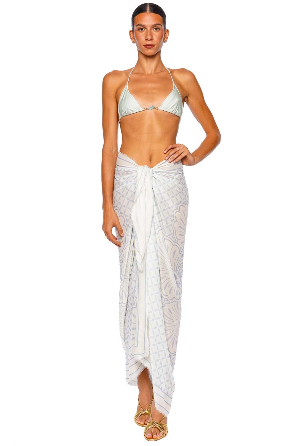 Shani Shemer Aqua Shell Print Blue Maxi Pareo