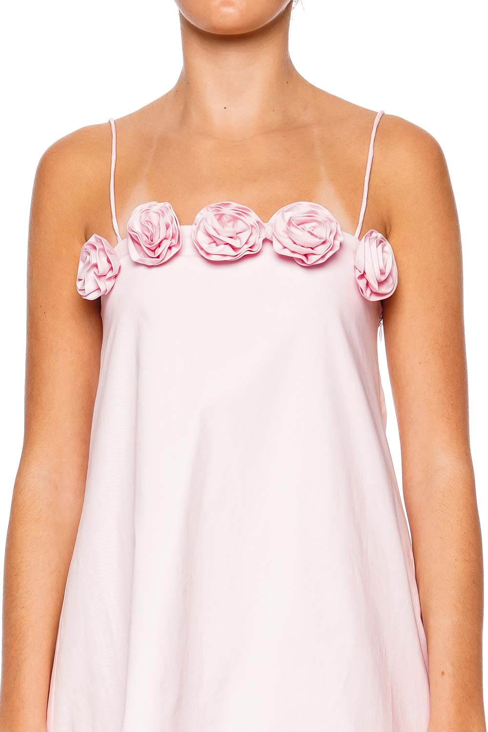 Caroline Constas Vera Peony Pink Mini Dress with Floral Appliqué
