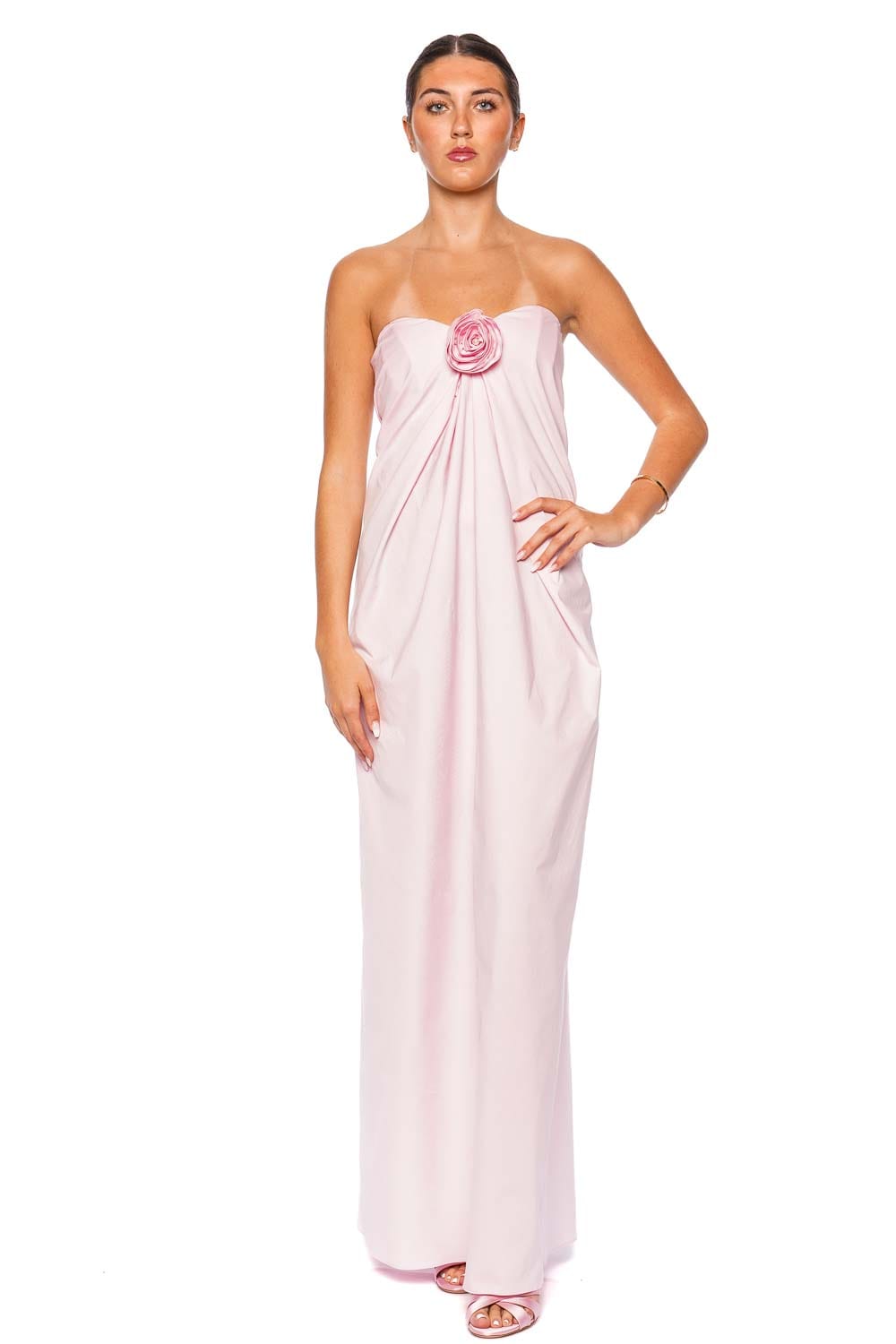 Caroline Constas Kyra Strapless Peony Pink Maxi Dress