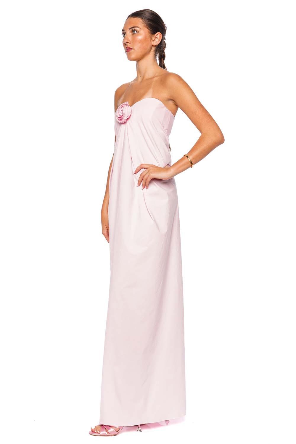 Caroline Constas Kyra Strapless Peony Pink Maxi Dress