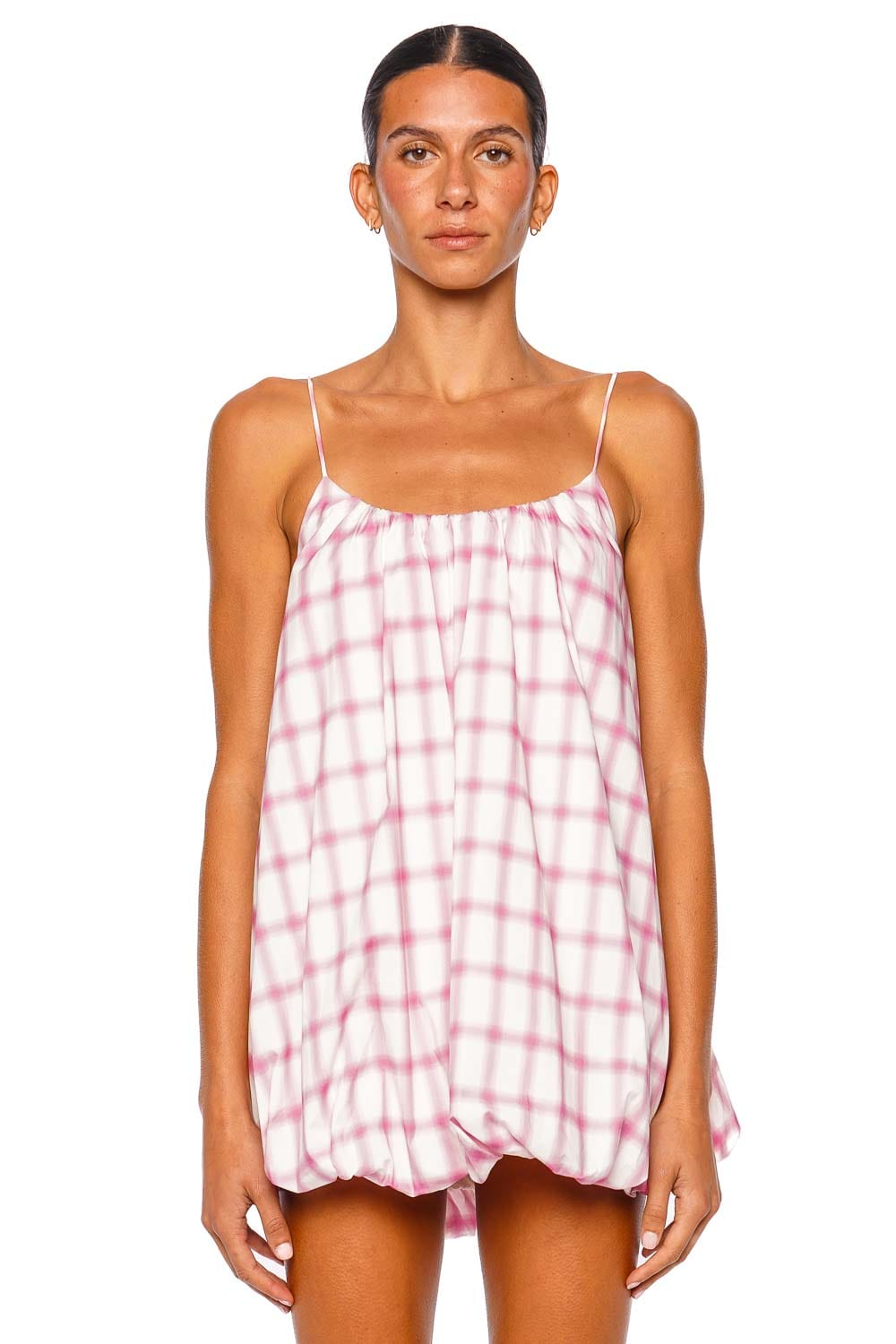Caroline Constas Riley Bubble Him Pink Strappy Mini Dress
