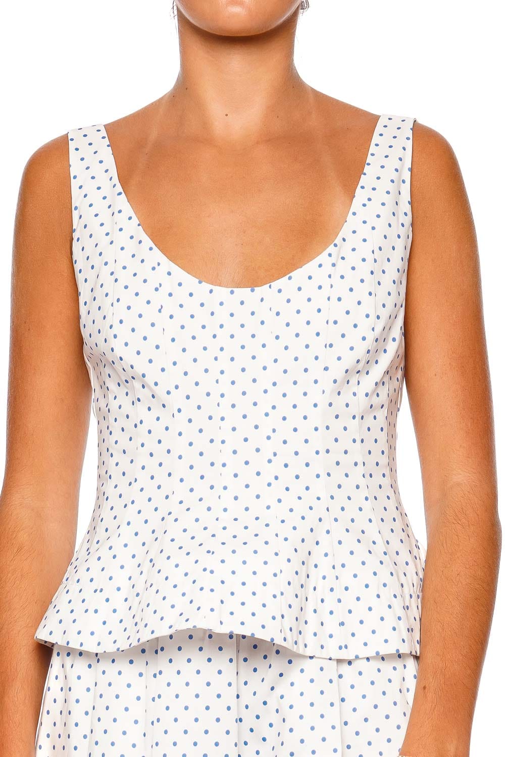 Caroline Constas Brielle Sleeveless Peplum Top White Periwinkle