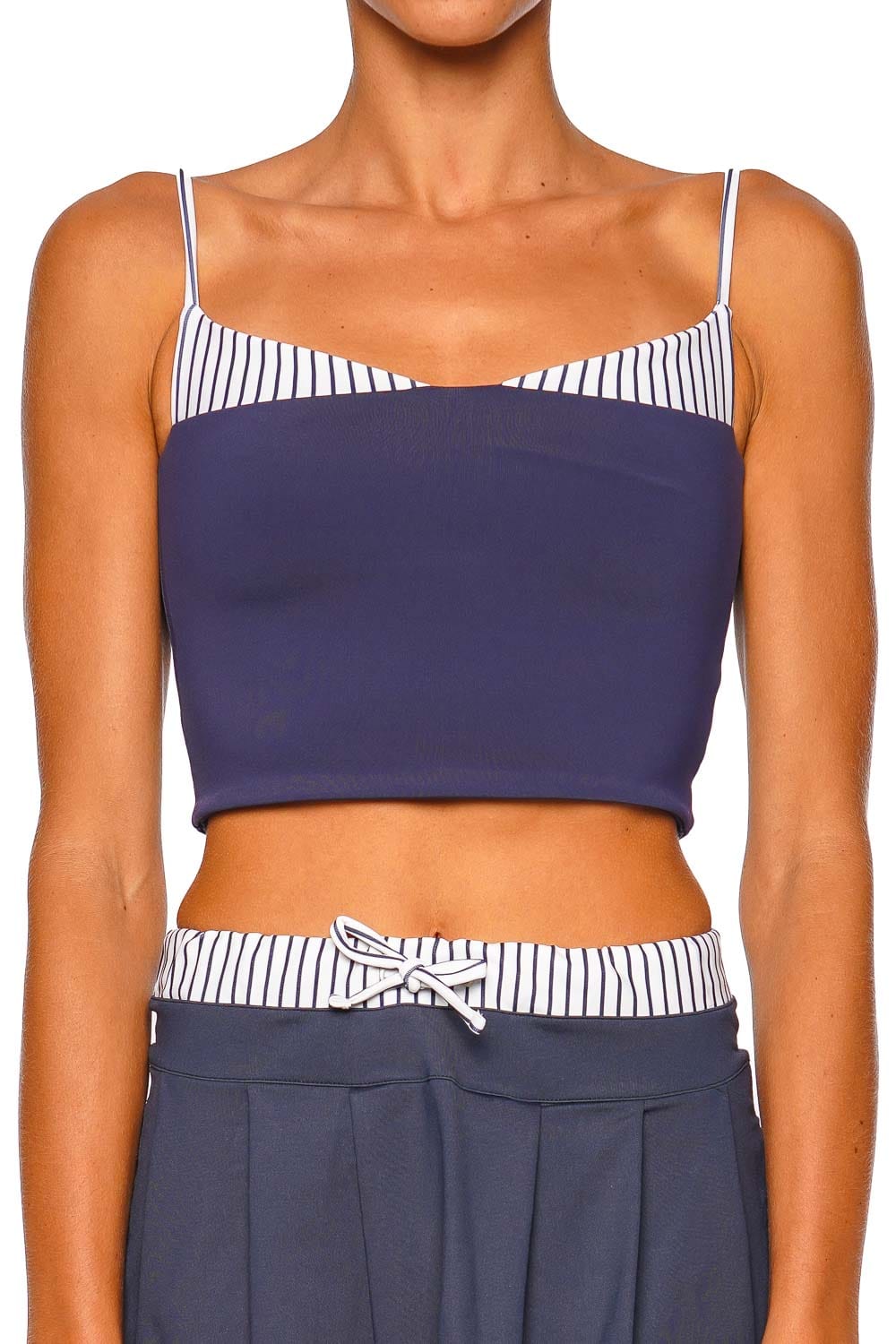 Port de Bras Amaya Navy Striped Strap Crop Top