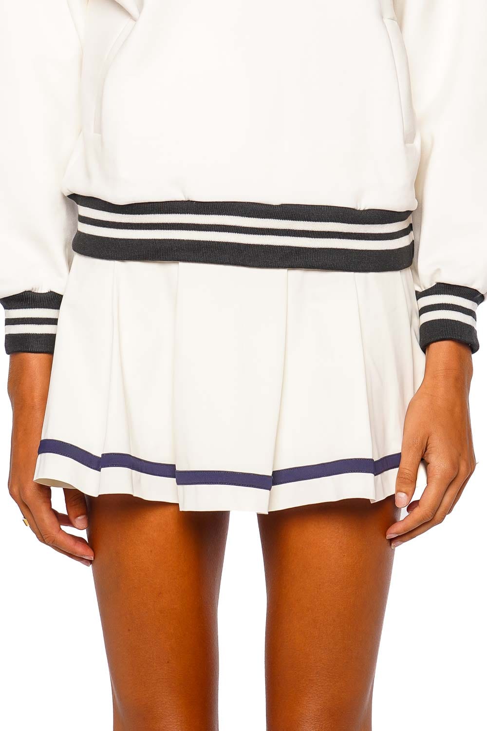 Port de Bras Blair Chantilly Navy Pleated Mini Skirt