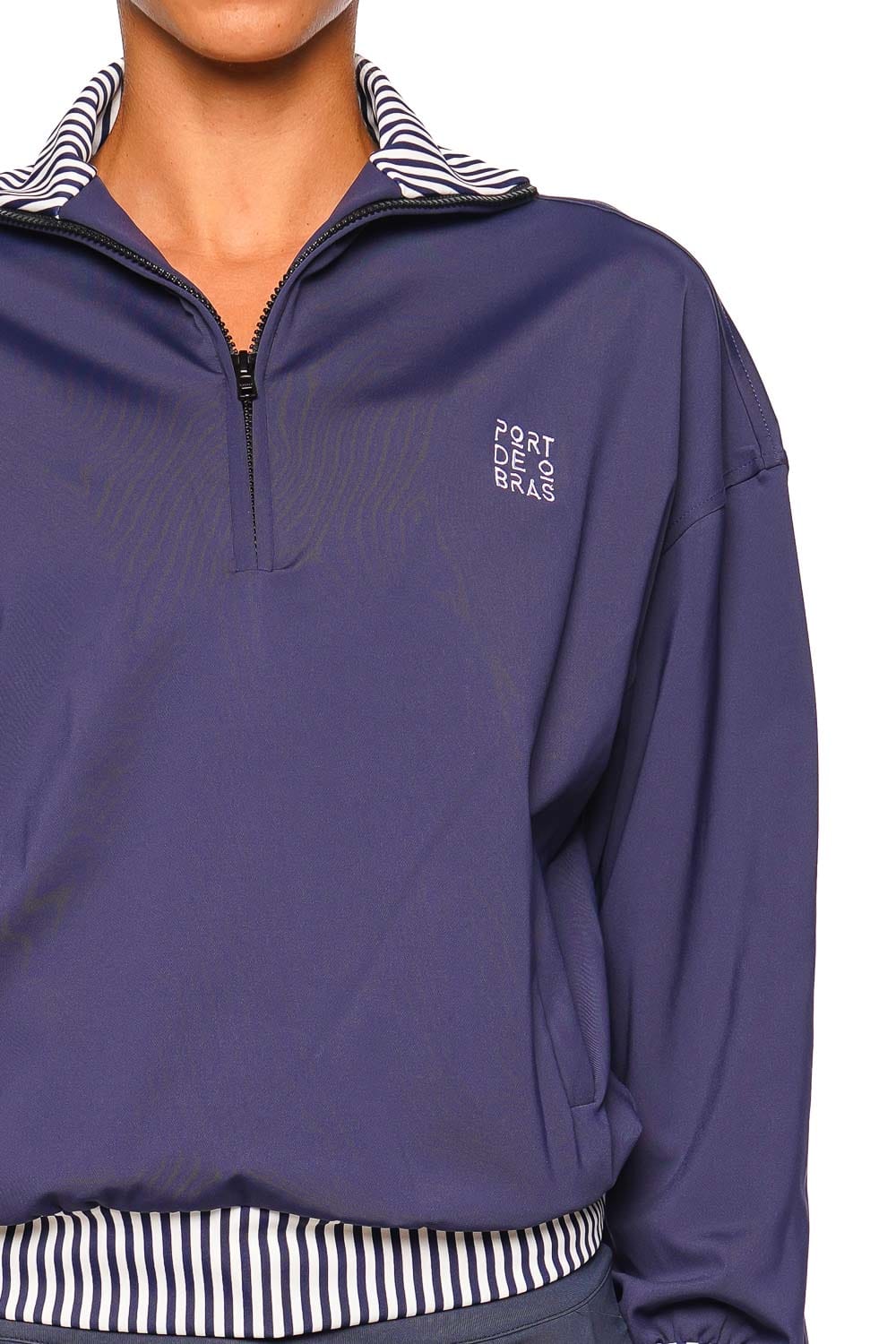 Port de Bras Signature Sweater Navy Long Sleeve Half Zip Pullover