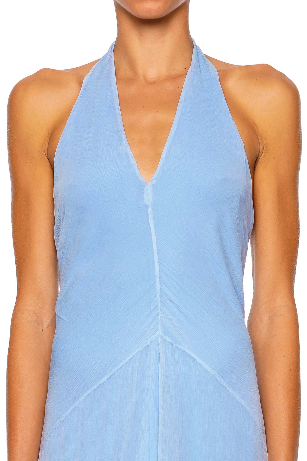 Staud Luma Clear Blue Halter Maxi Dress