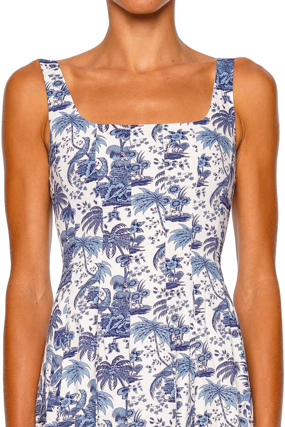 Staud Wells Blue Toile Strappy Midi Dress