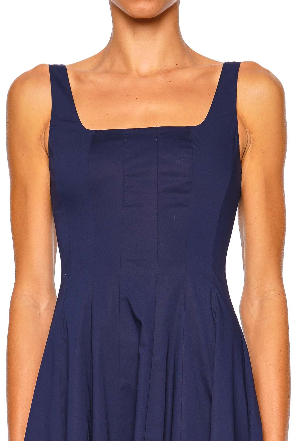 Staud Navy Embroidered Wells Dress with Straps