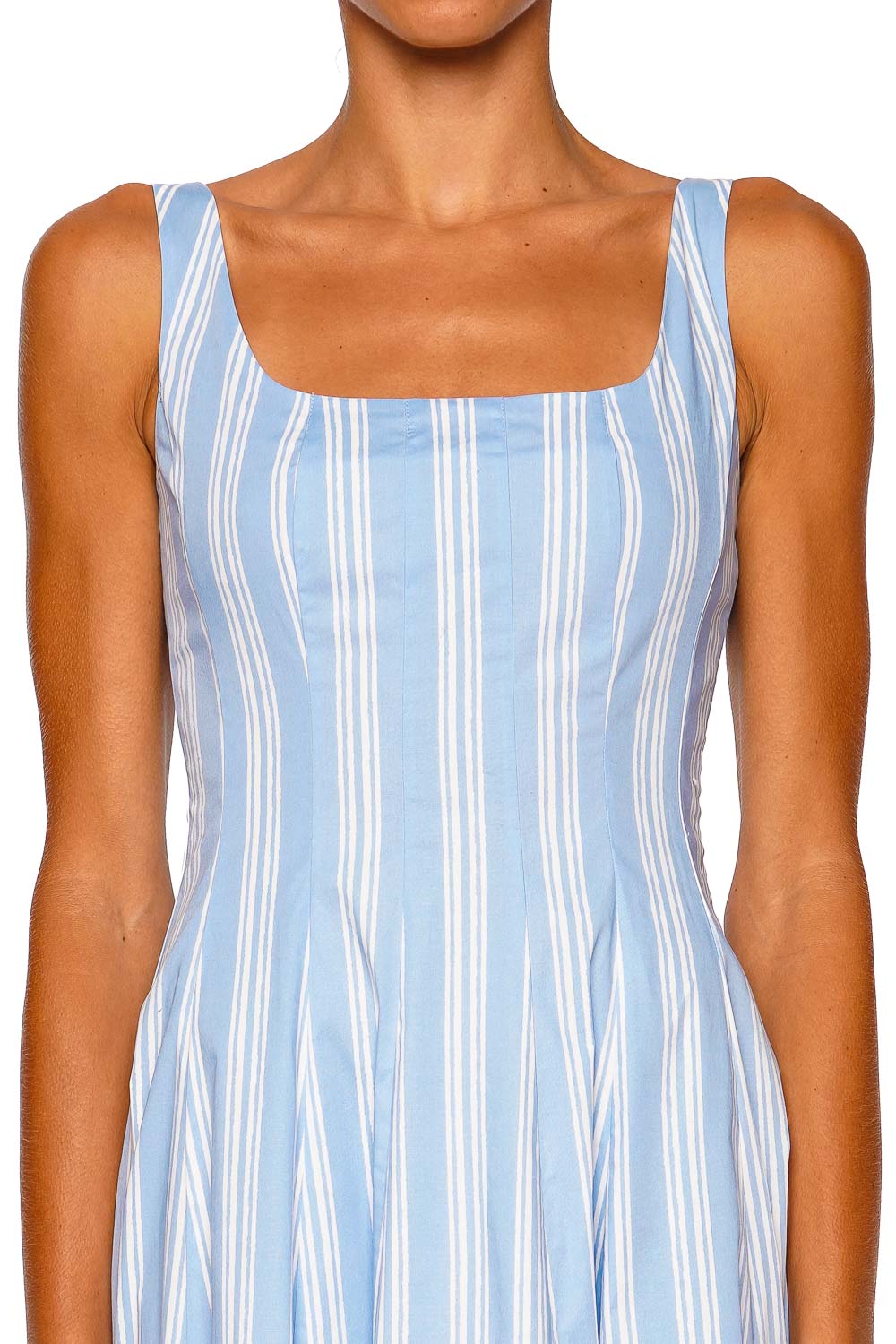 Staud Wells Blue Striped Sleeveless Midi Dress