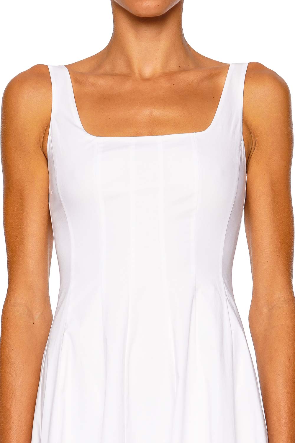 Staud Wells White Palm Embroidered Midi Dress