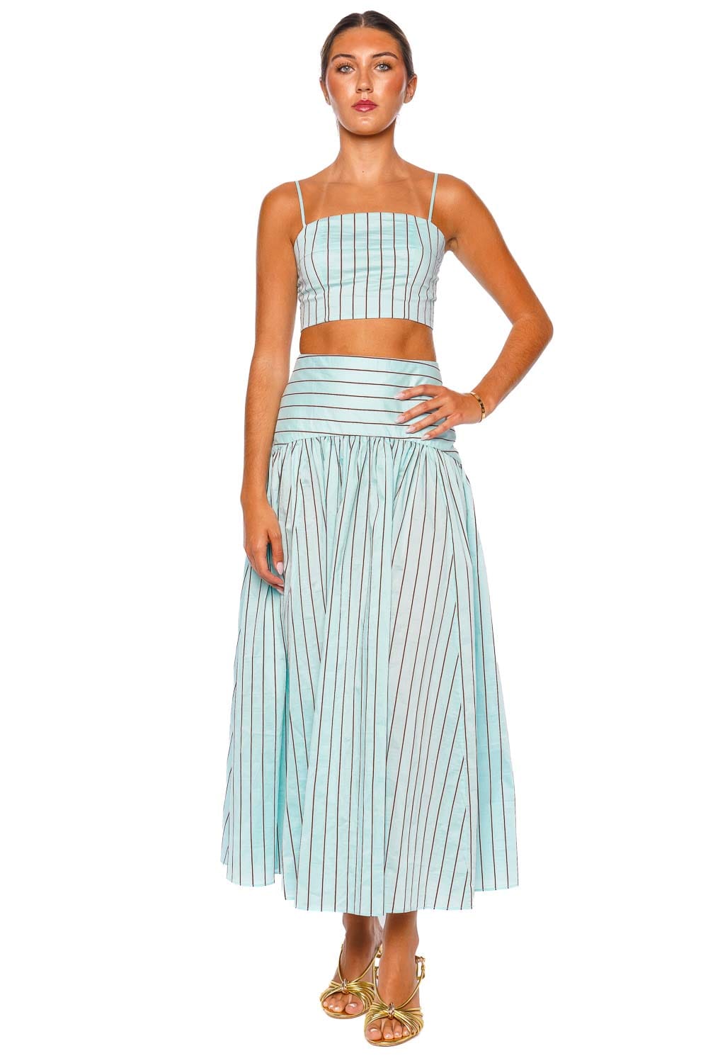 Rebellion Stripe Rope Trim Midi Skirt