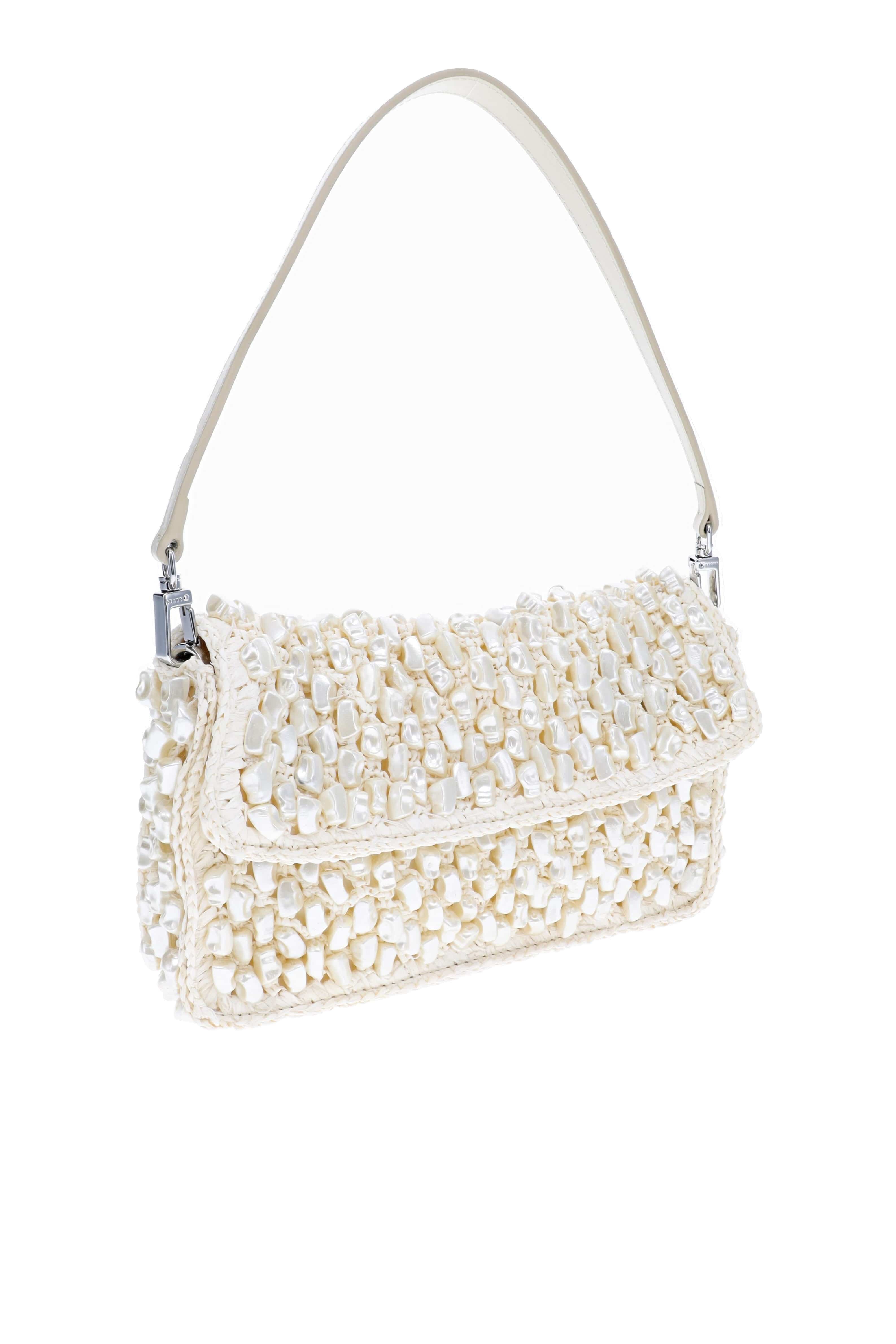 Pearly Dew rich WHITE Super Maximum ポーチ付 Timmy Faux Pearl Convertible Shoulder Bag