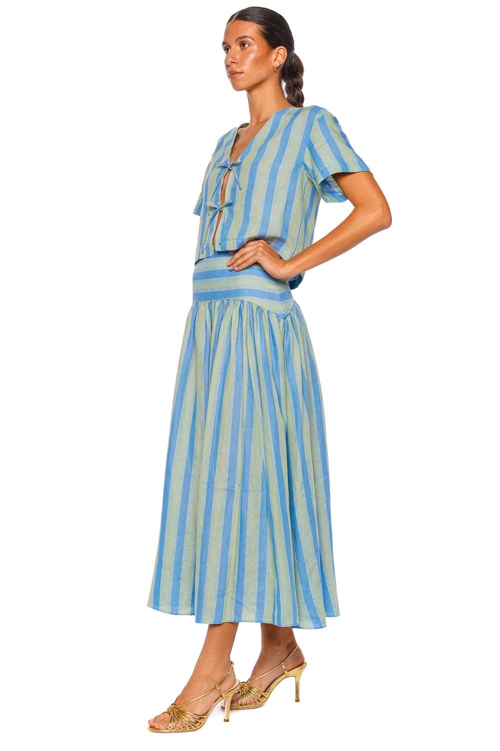 Procida Seaport Stripe Linen Maxi Skirt