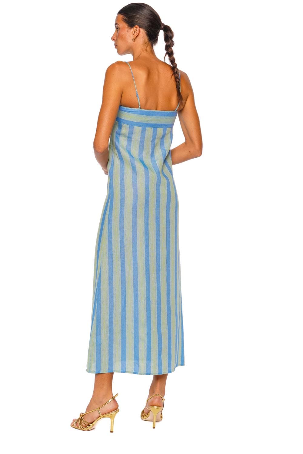 Staud Laura Seaport Stripe Linen Maxi Dress
