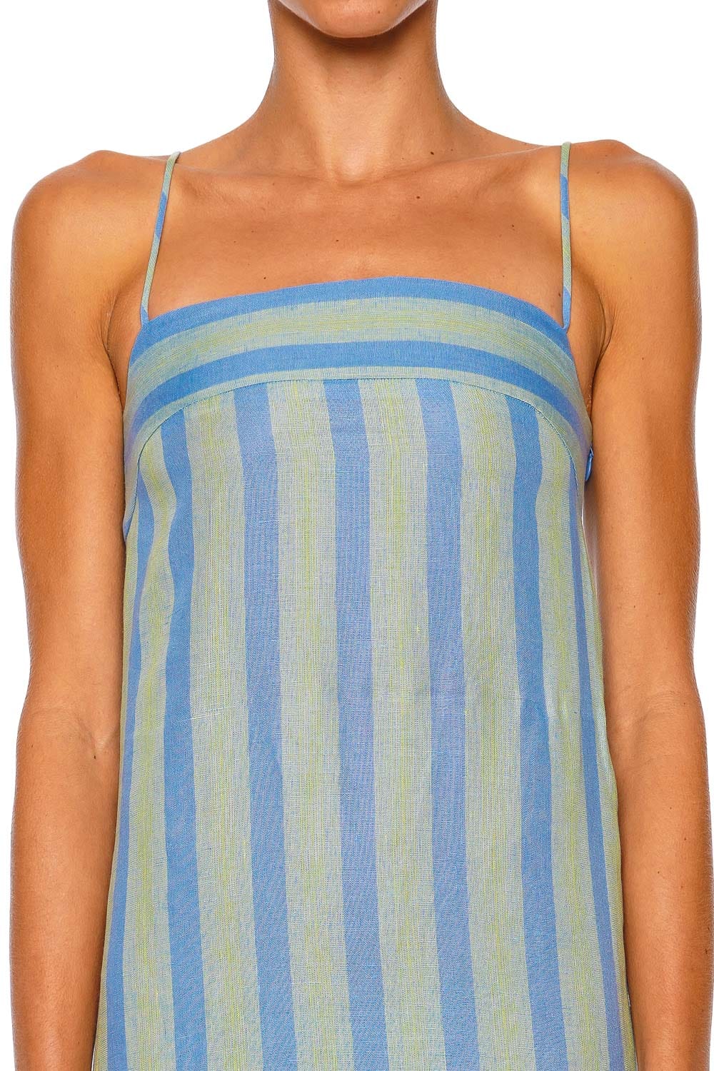 Staud Laura Seaport Stripe Linen Maxi Dress