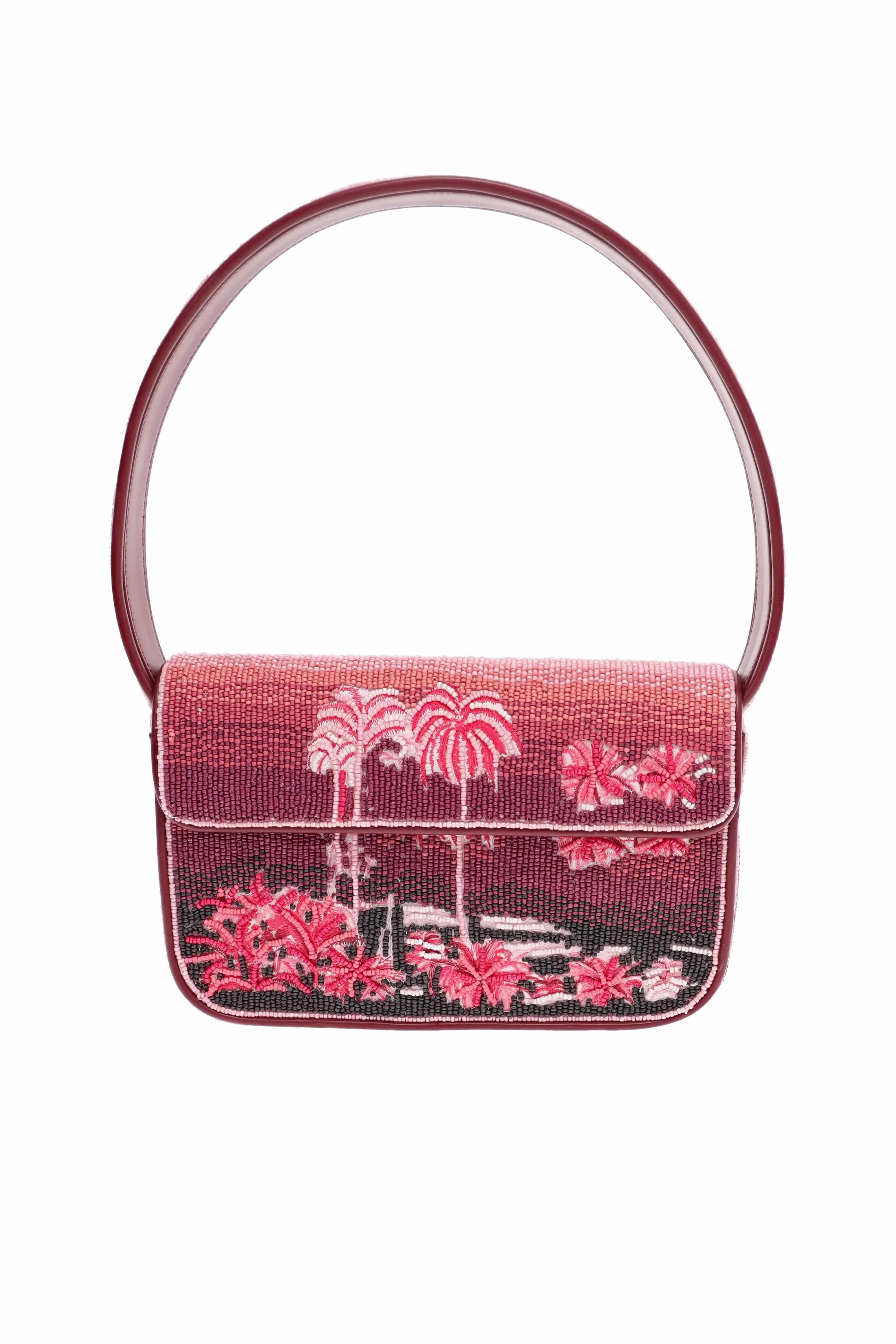 Staud Tommy California Clouds Pink Beaded Shoulder Bag