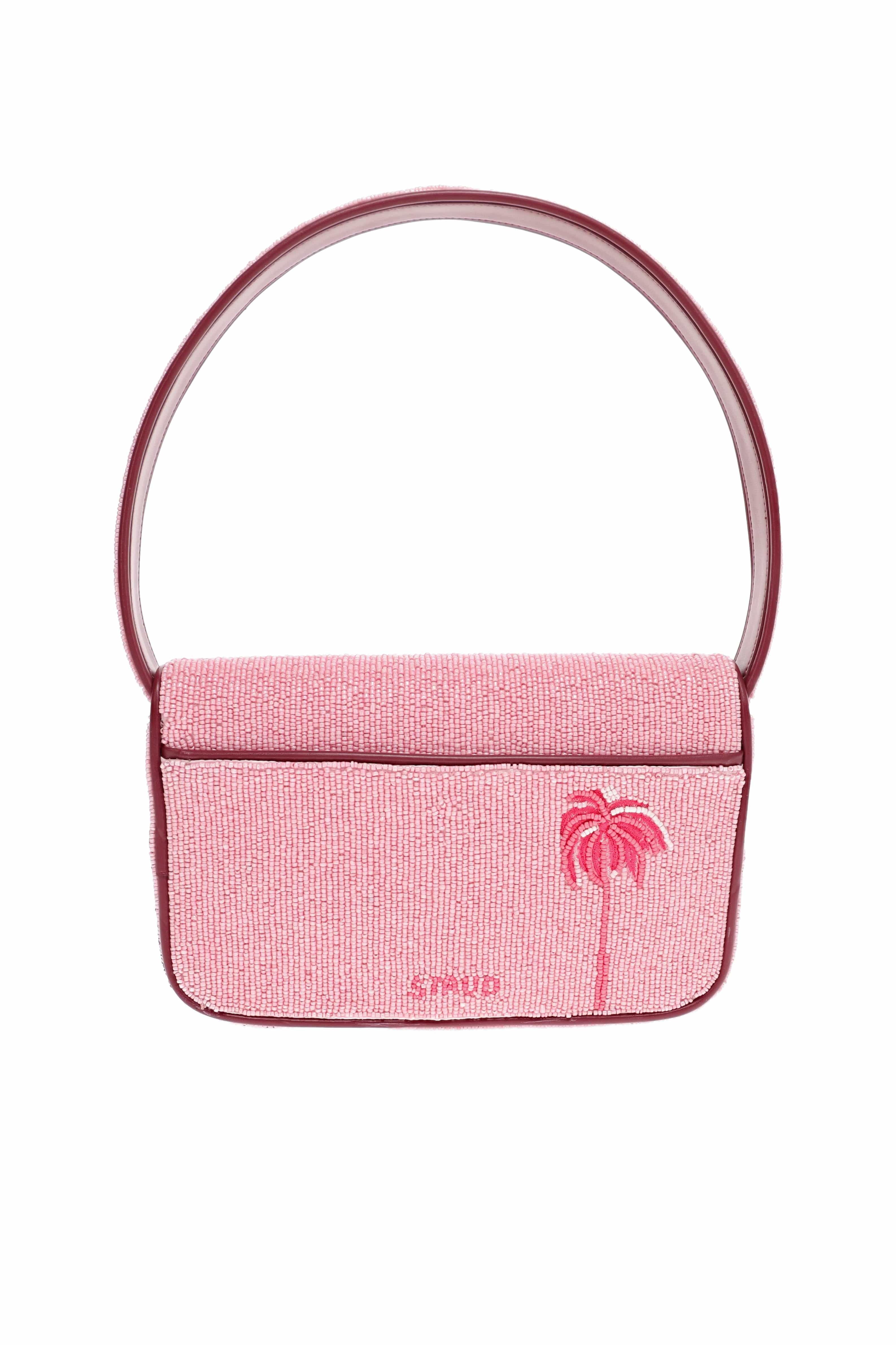 Staud Tommy California Clouds Pink Beaded Shoulder Bag