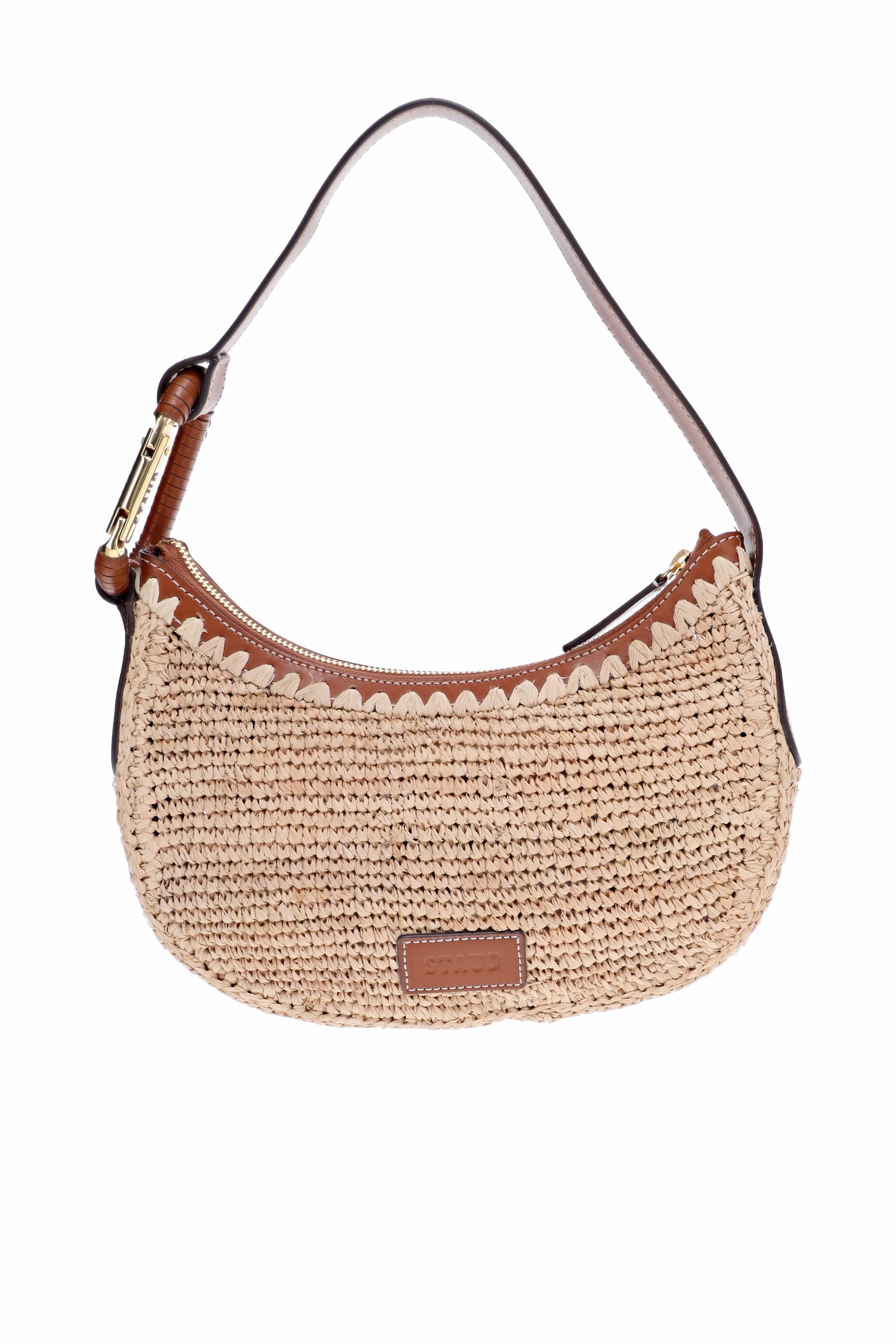 Staud Alden Natural Tan Raffia Shoulder Bag