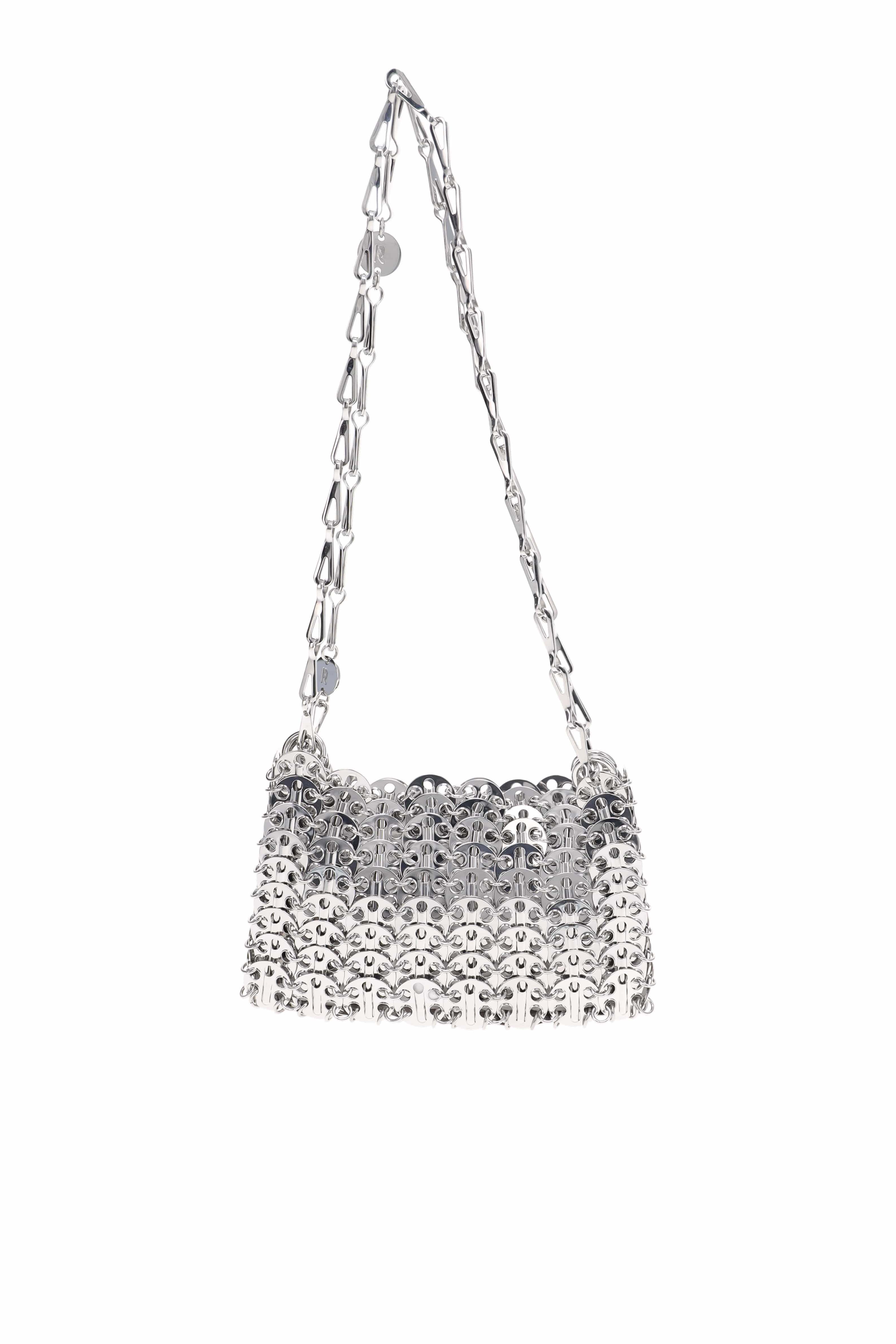 Rabanne 1969 Silver Nano Blue Strass Flower Bag