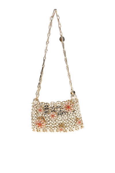 1969 Gold Nano Pink Strass Flower Bag