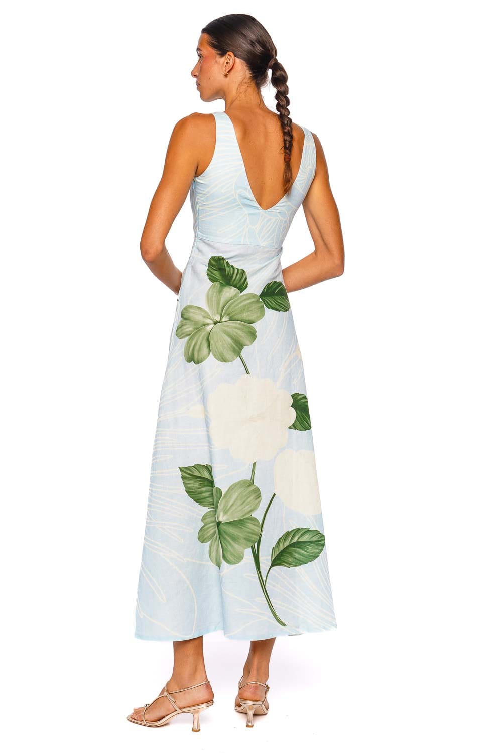 Verandah Ice Blue Floral Summer Maxi Dress
