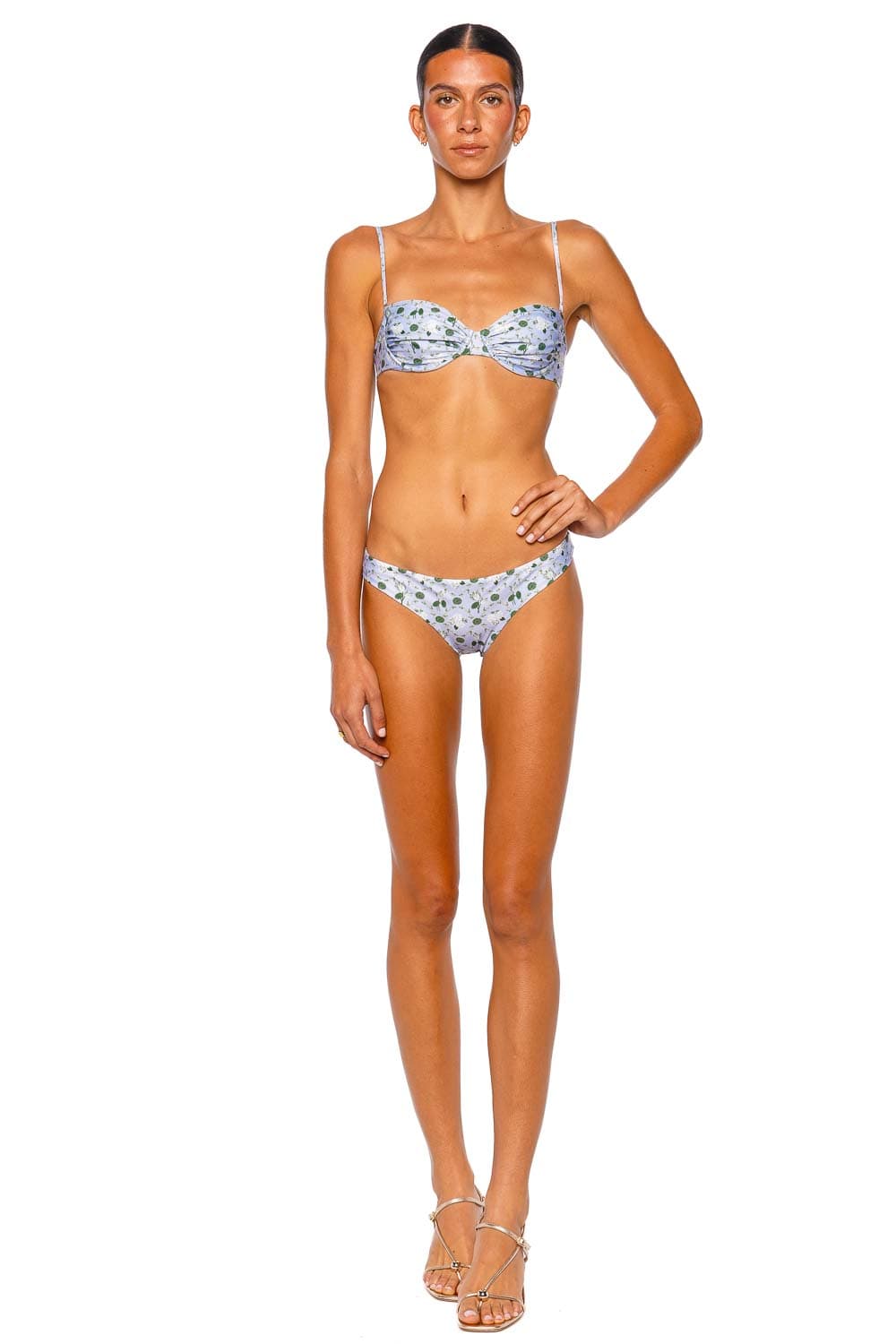 Verandah Hipster Bikini Bottom Ice Blue Emerald Print