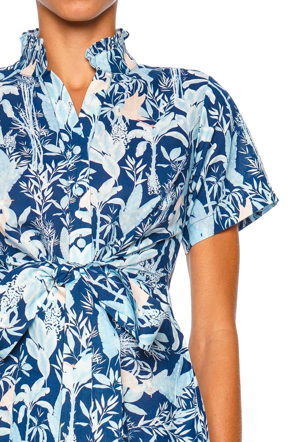 Verandah Bawa Aqua Sage Green Short Sleeve Mini Dress