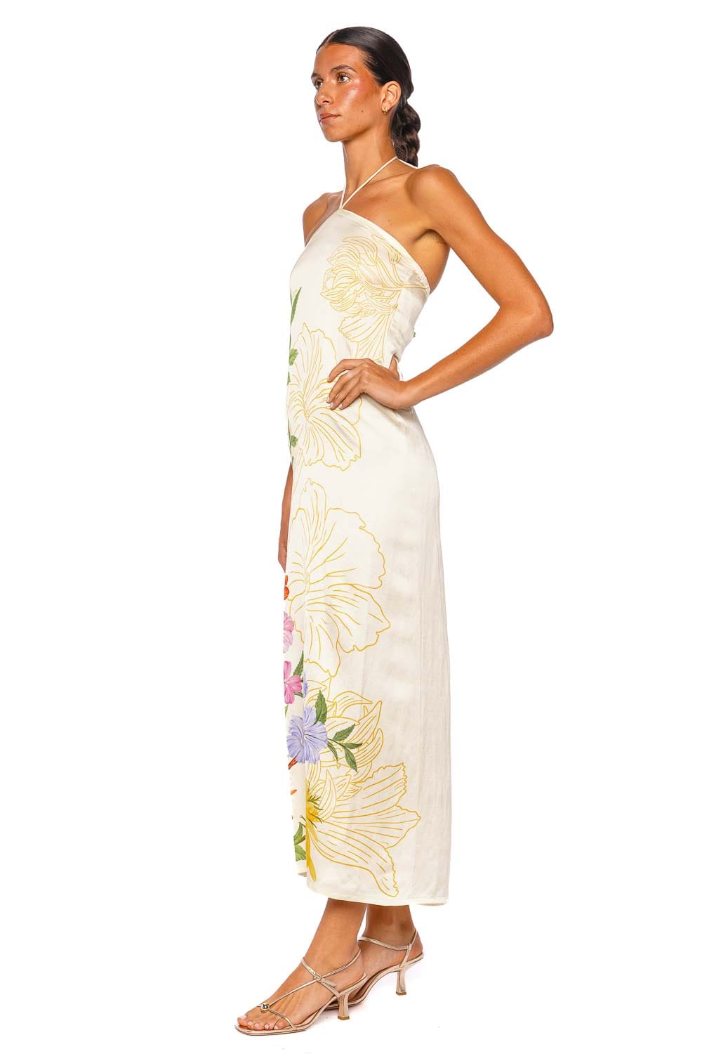 Verandah Floral Garden Ivory Halter Maxi Dress