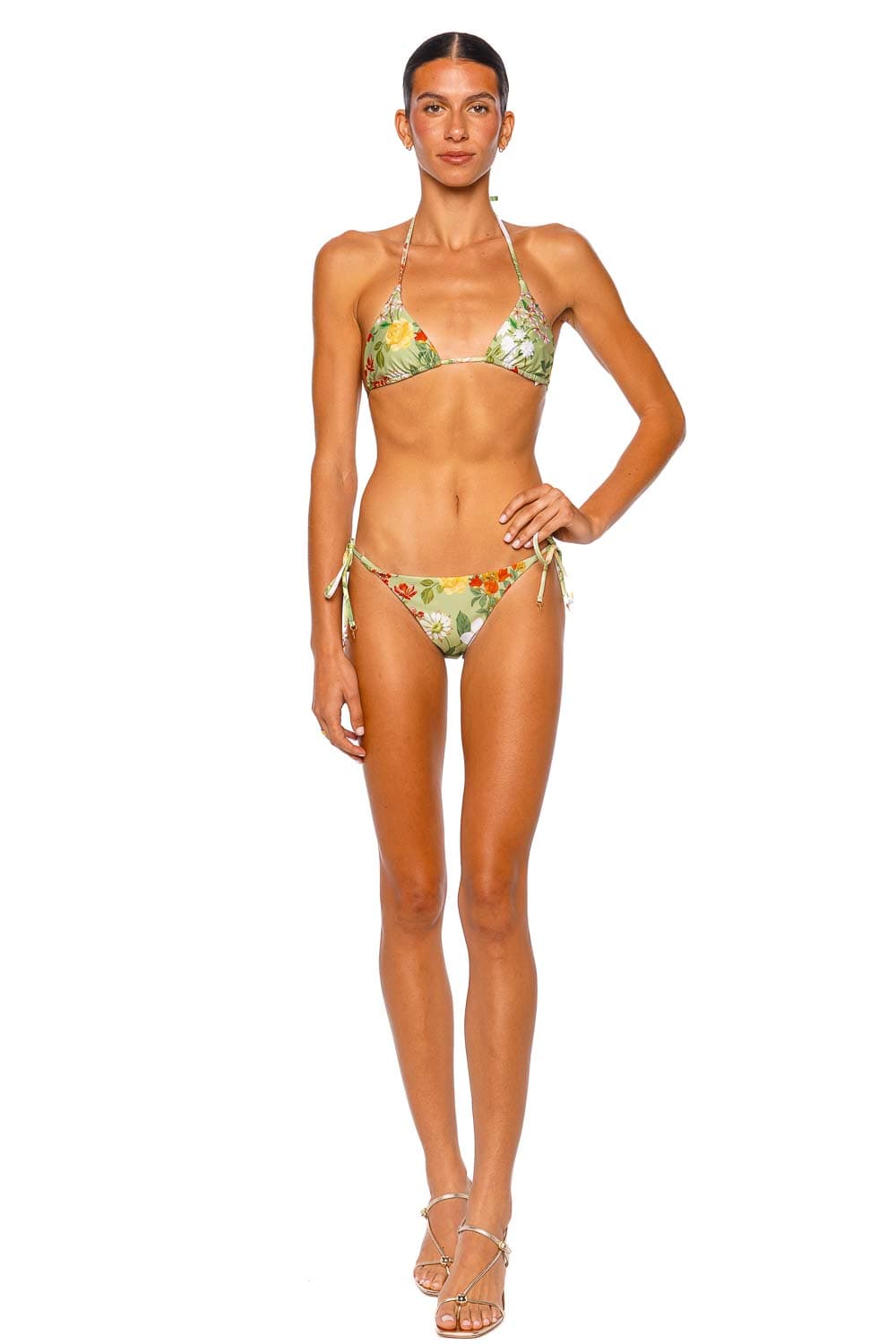 Verandah Triangle Bikini Top AM 134 Sage Green Floral Triangle Bikini Top