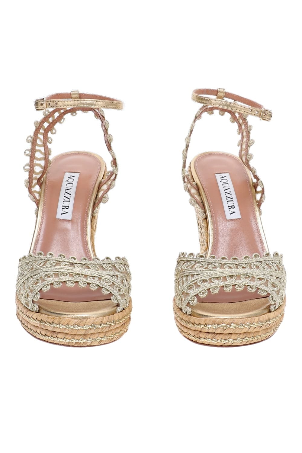 AQUAZZURA Kahlo Soft Gold Espadrille Wedge Sandal