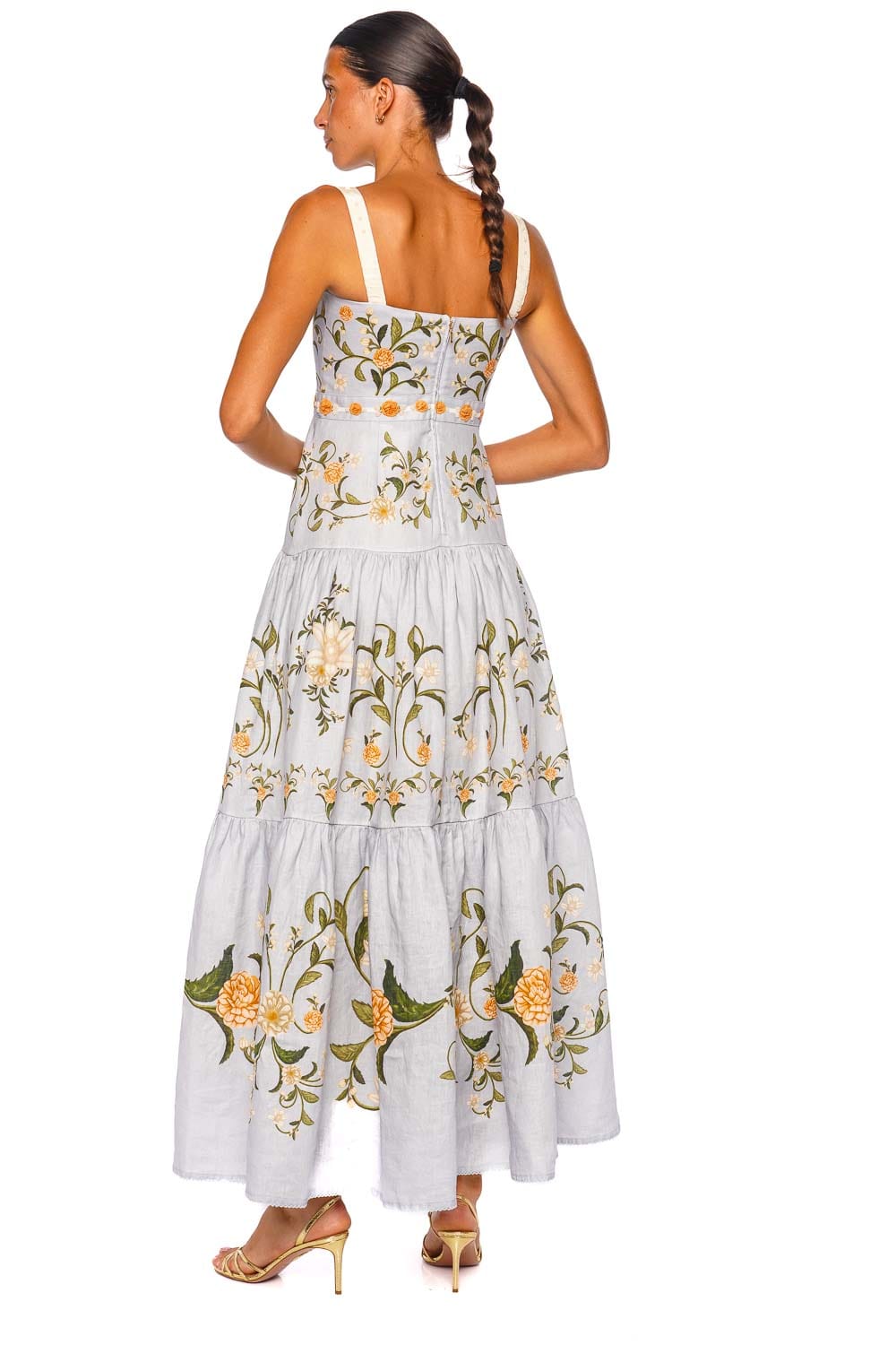 AGUA by Agua Bendita Lima Valle Blue Floral Strap Maxi Dress
