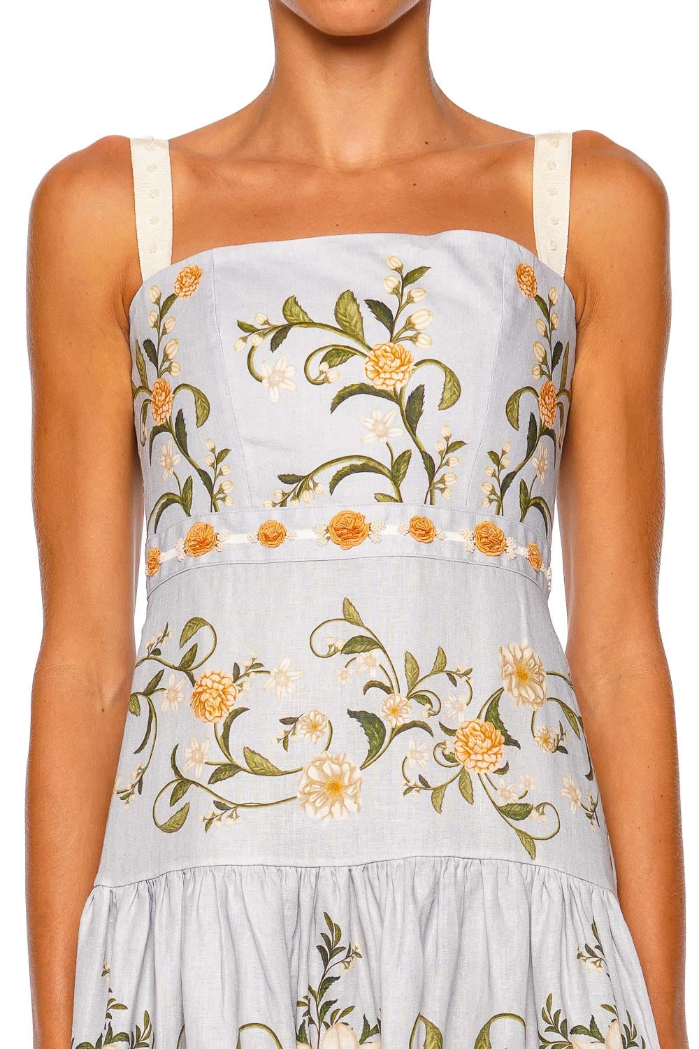 AGUA by Agua Bendita Lima Valle Blue Floral Strap Maxi Dress