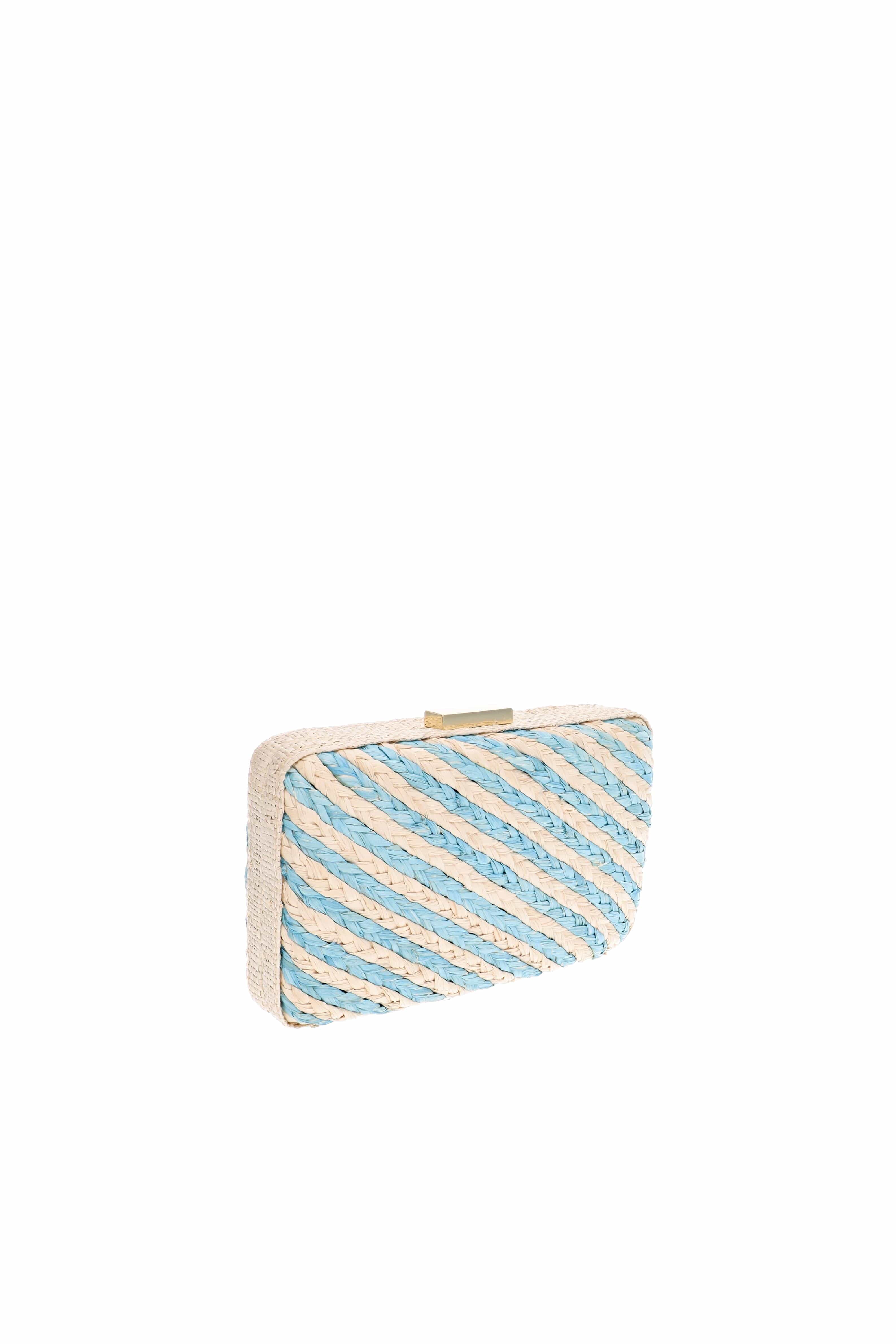 KAYU Carmen Blue Woven Stripe Clutch