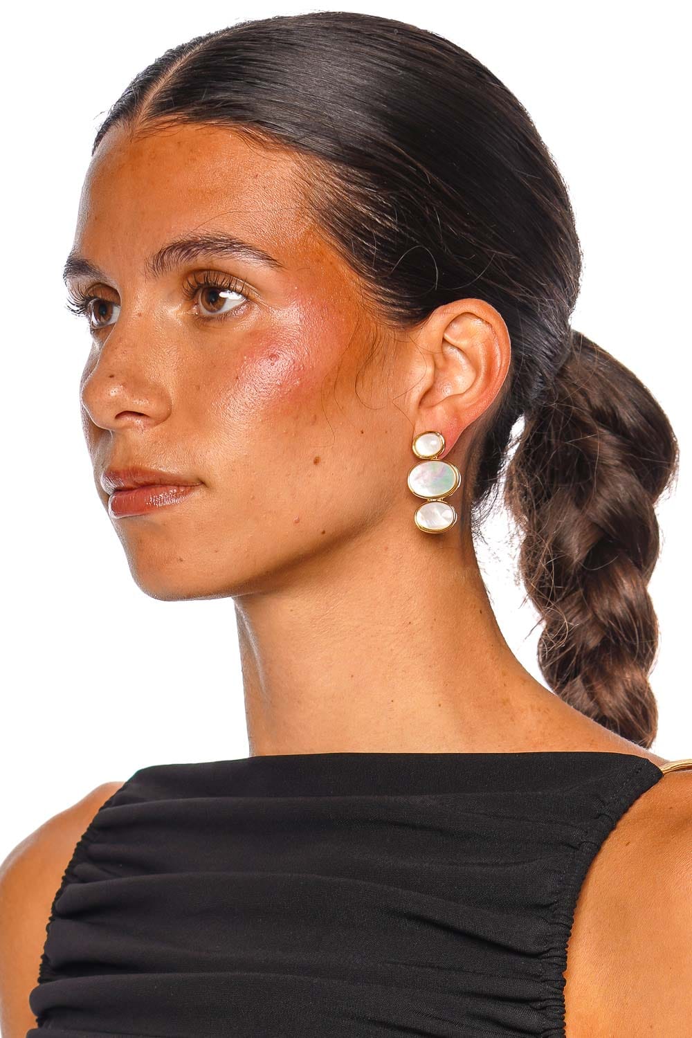 Lelet NY Vega Linear Mother of Pearl Drop Earrings