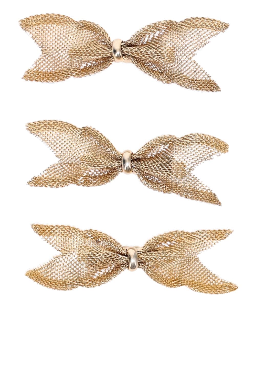 Lelet NY Charlotte Mesh Mini Bow Bobbi Antique Gold Hair Clip Set