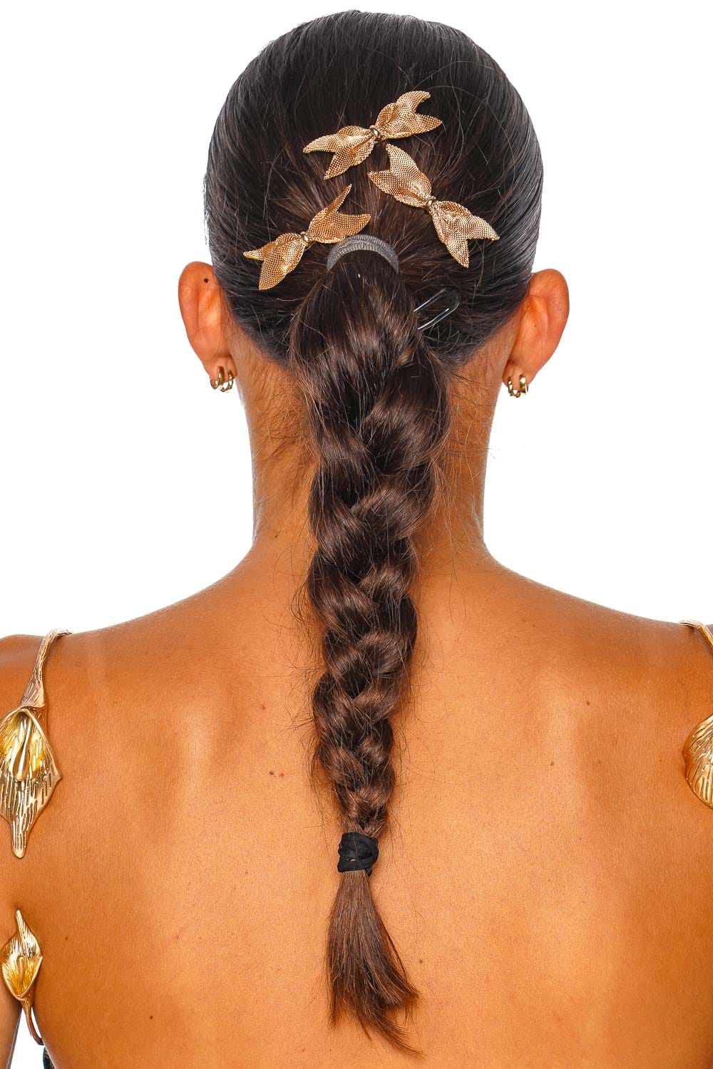 Lelet NY Charlotte Mesh Mini Bow Bobbi Antique Gold Hair Clip Set