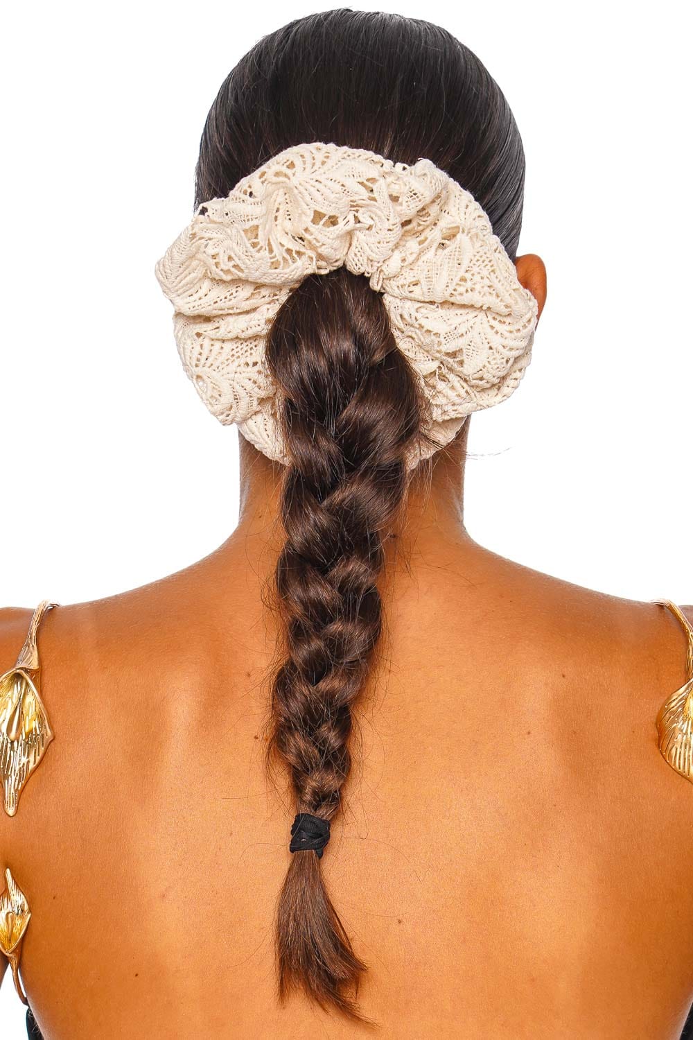 Lelet NY Esme Ecru Crochet Oversized Scrunchie