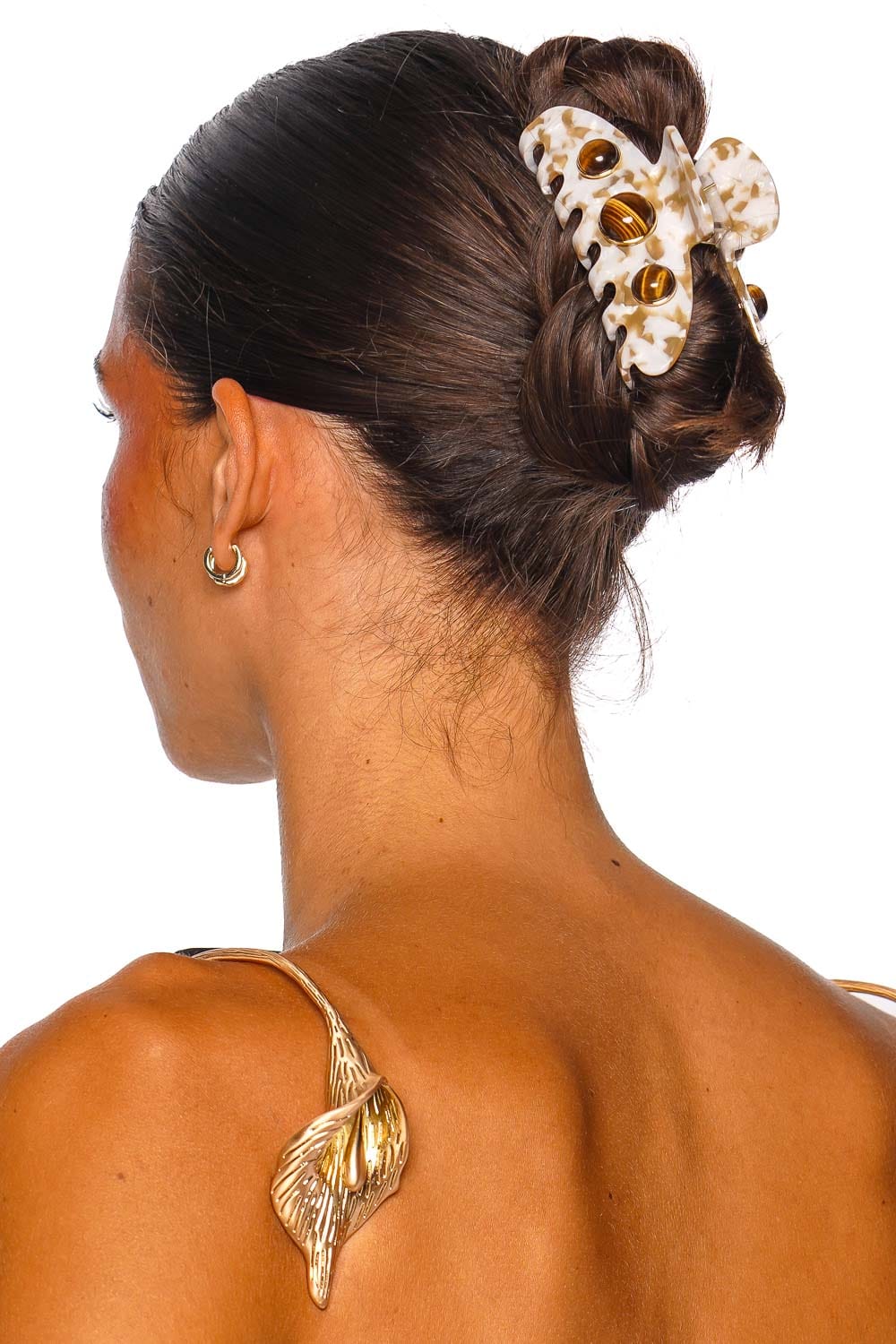 Lelet NY Tasha Stone Ivory Marbled Claw Clip