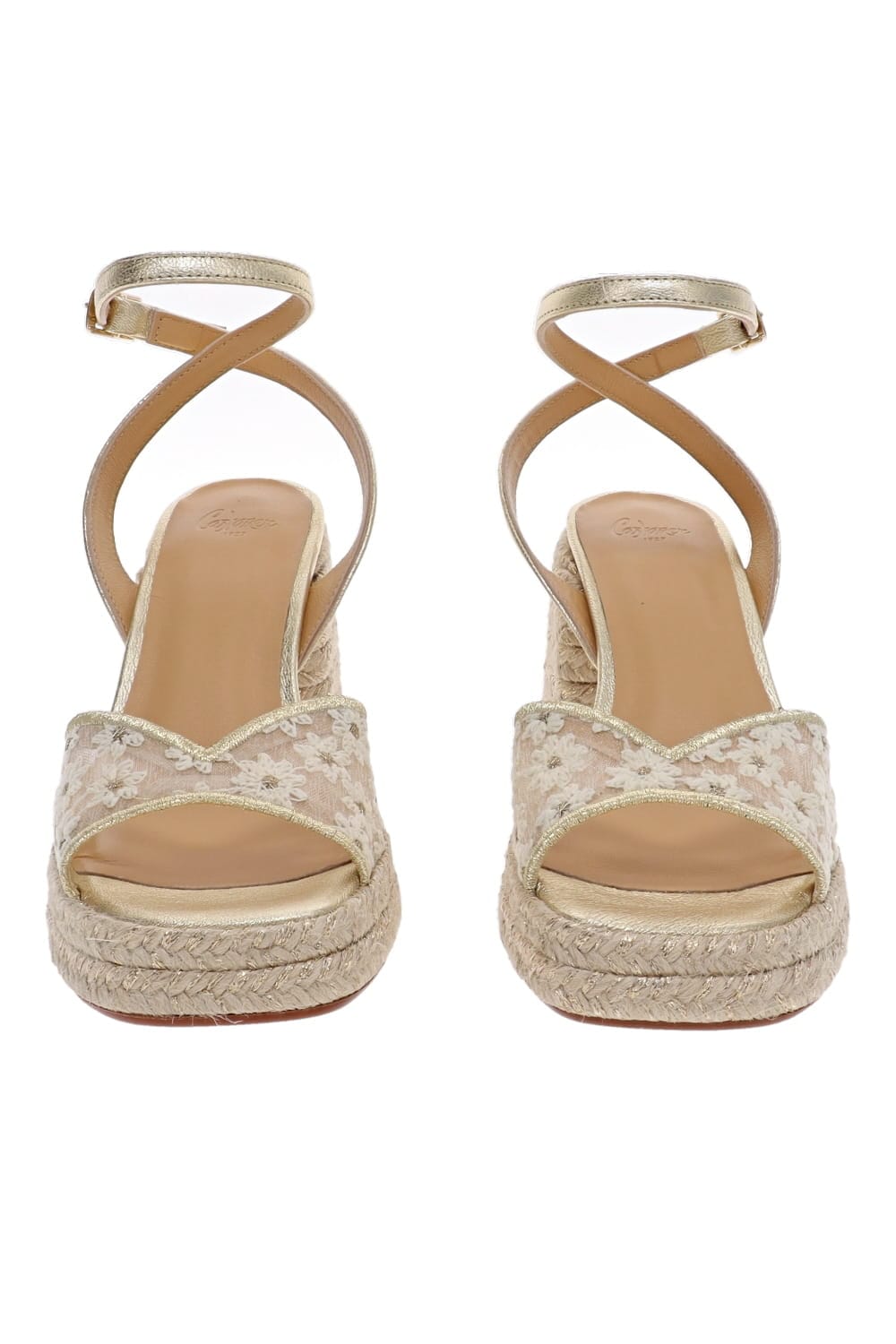 Castaner Vals White and Gold Platform Block Heel Sandals