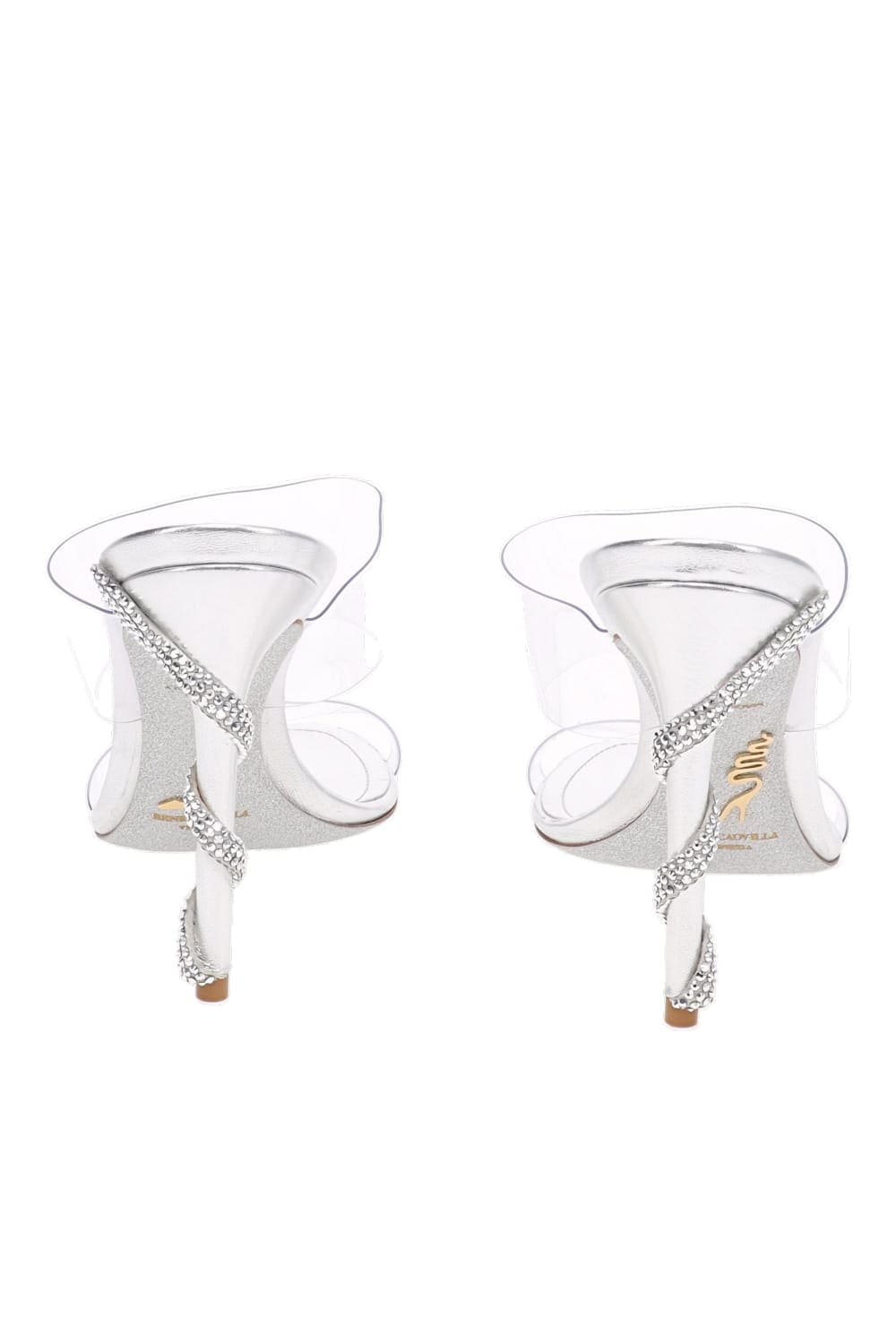 RENE CAOVILLA Silver Crystal PVC Silver High Heel Sandal